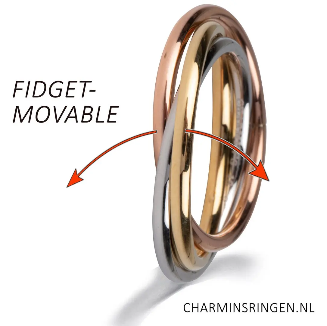 R1067 Rolling Anxiety Fidget Ring Rose Gold Steel Color