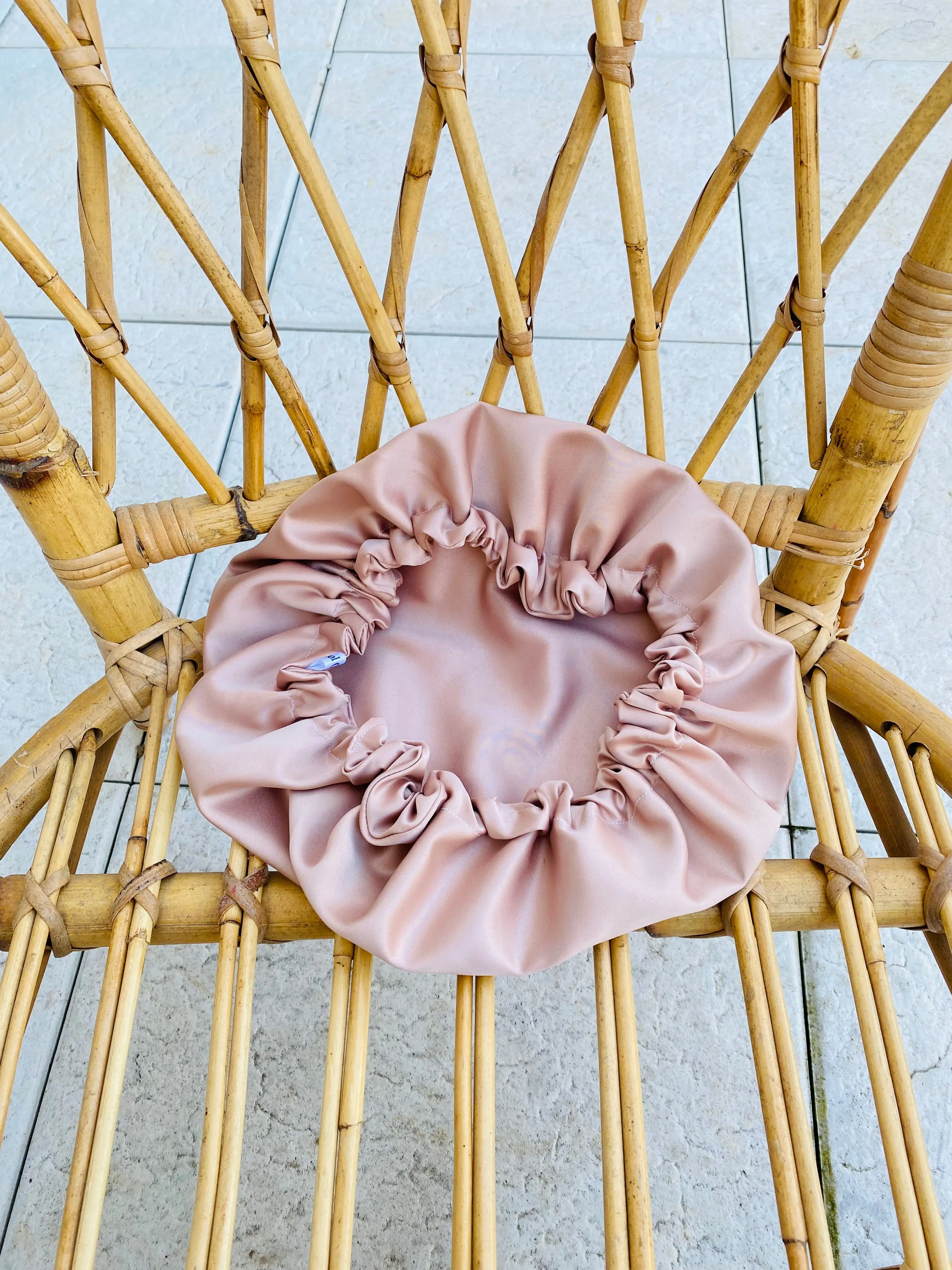 Plain champagne satin bonnet