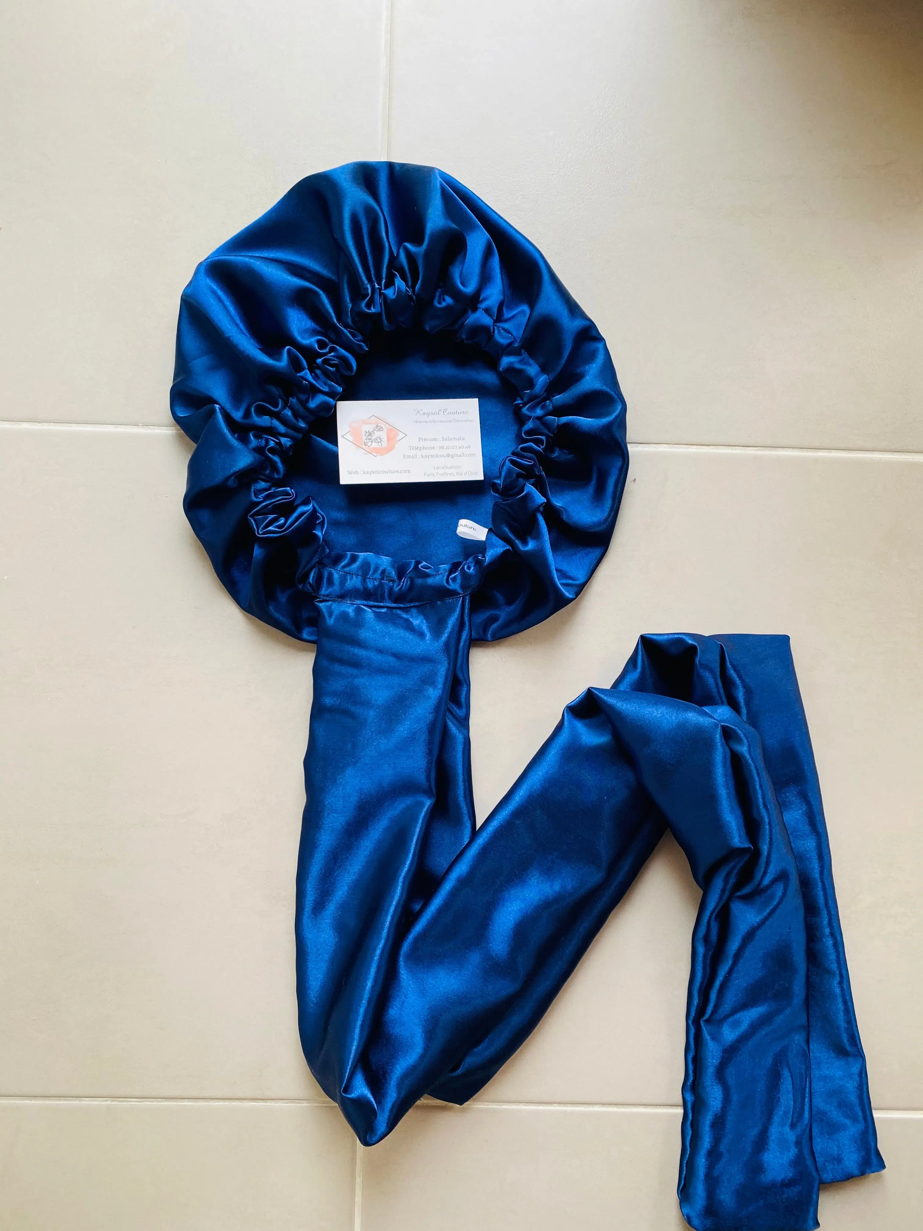 Kady satin turban beanie - Navy Blue