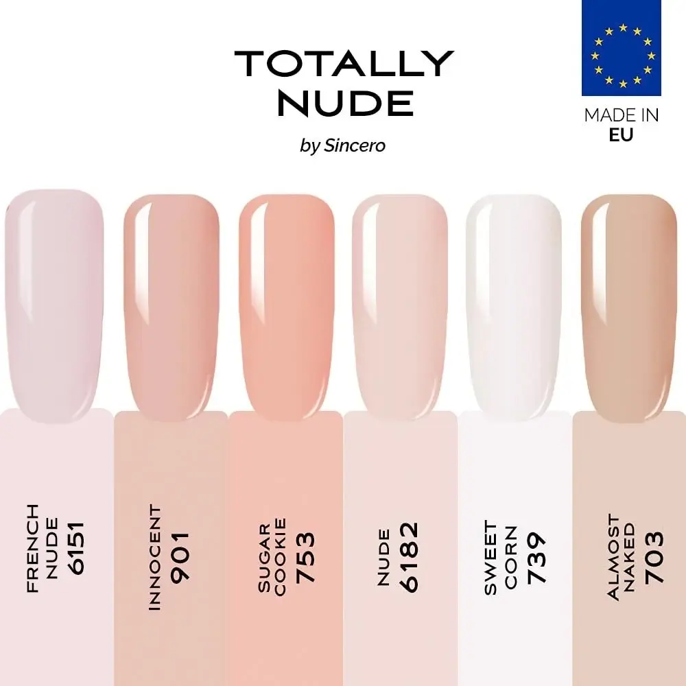 Gel nail polish set SINCERO SALON, Totally nude, 6 x 6ml