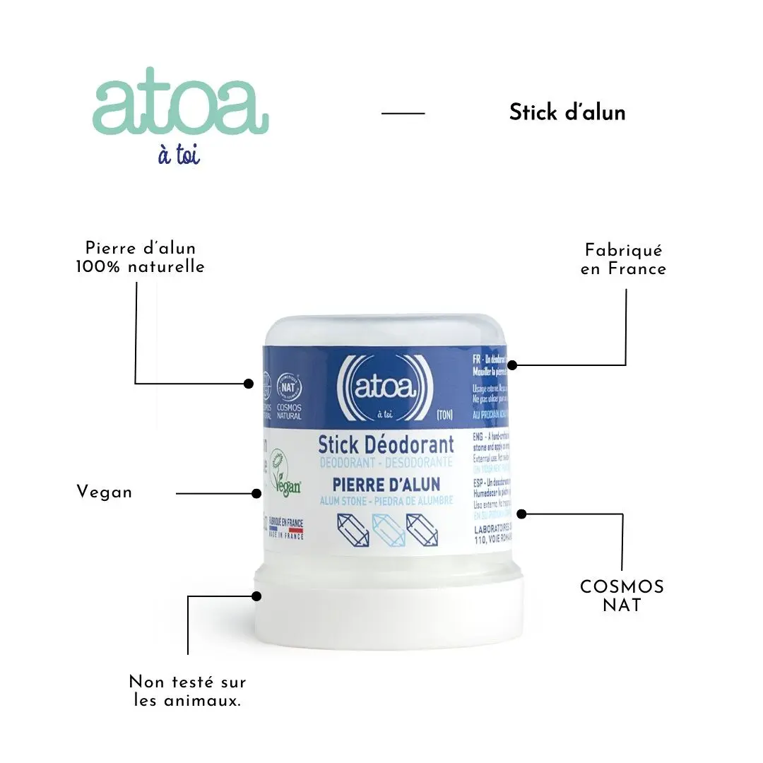 Deodorant stick 100g - Alum stone - Plastic box