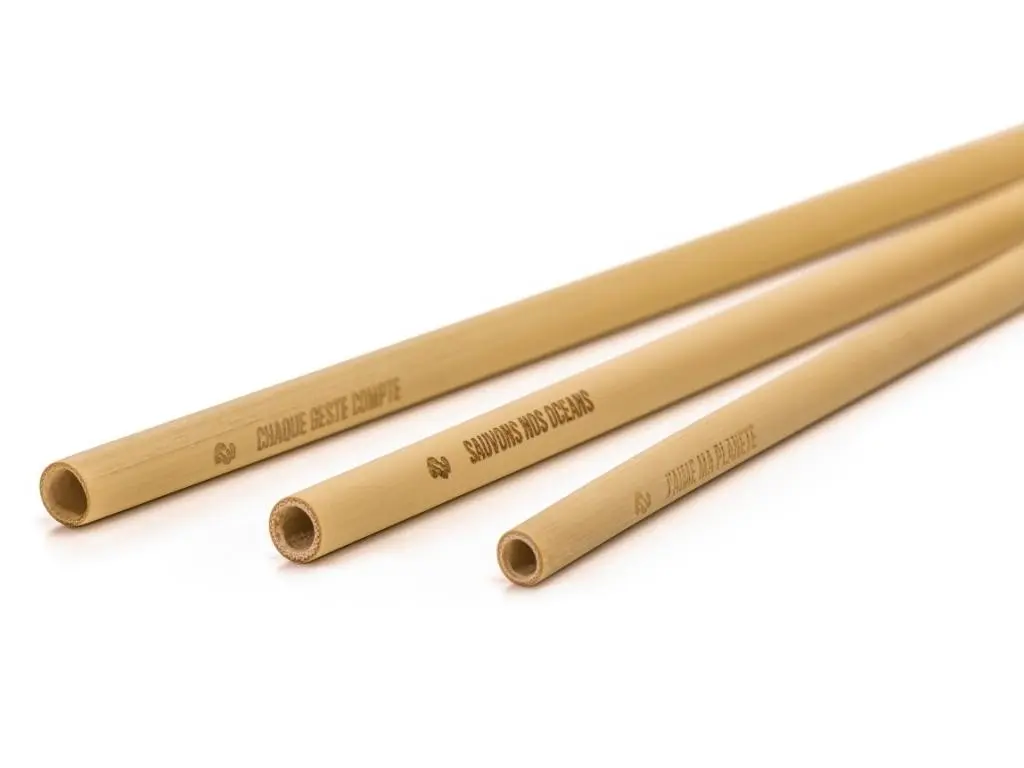 Lot de 1000 pailles en bambou personnalisées au laser - mix de diamètres