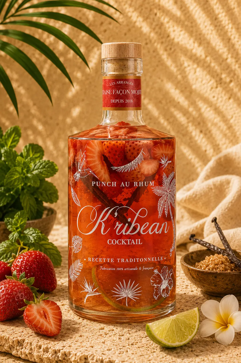 K'RIBEAN COCKTAIL - strawberry-infused rum, mojito style