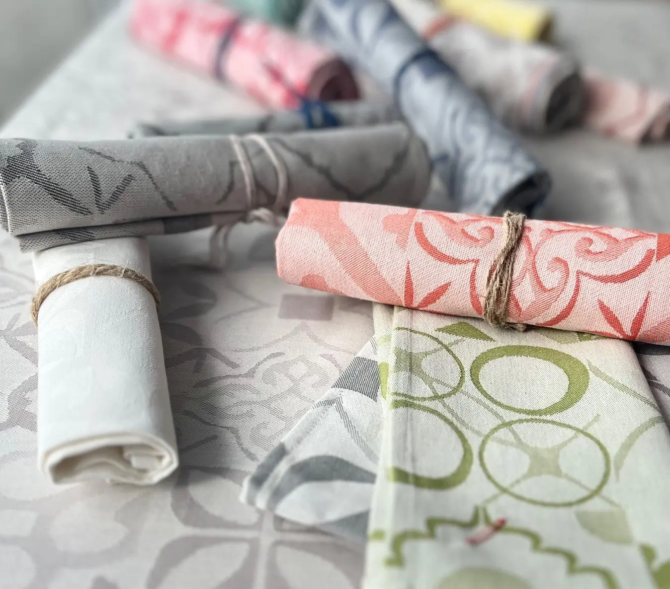 CEMENT TILE JACQUARD buttonhole towel - 100% COTTON
