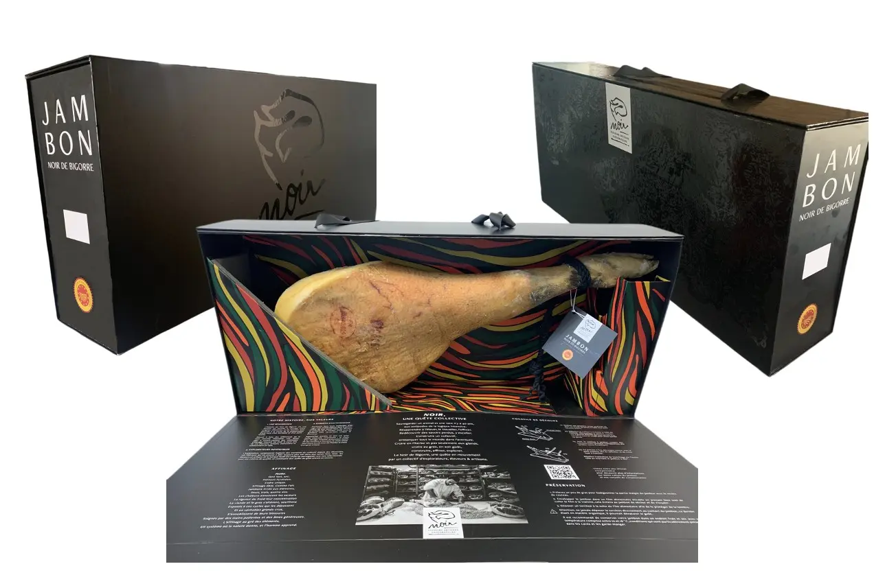 PRESTIGE BOX HAM NOIR DE BIGORRE AOP, WITH BONE, WITH SKIN - LARGE AGEING 36 MONTHS