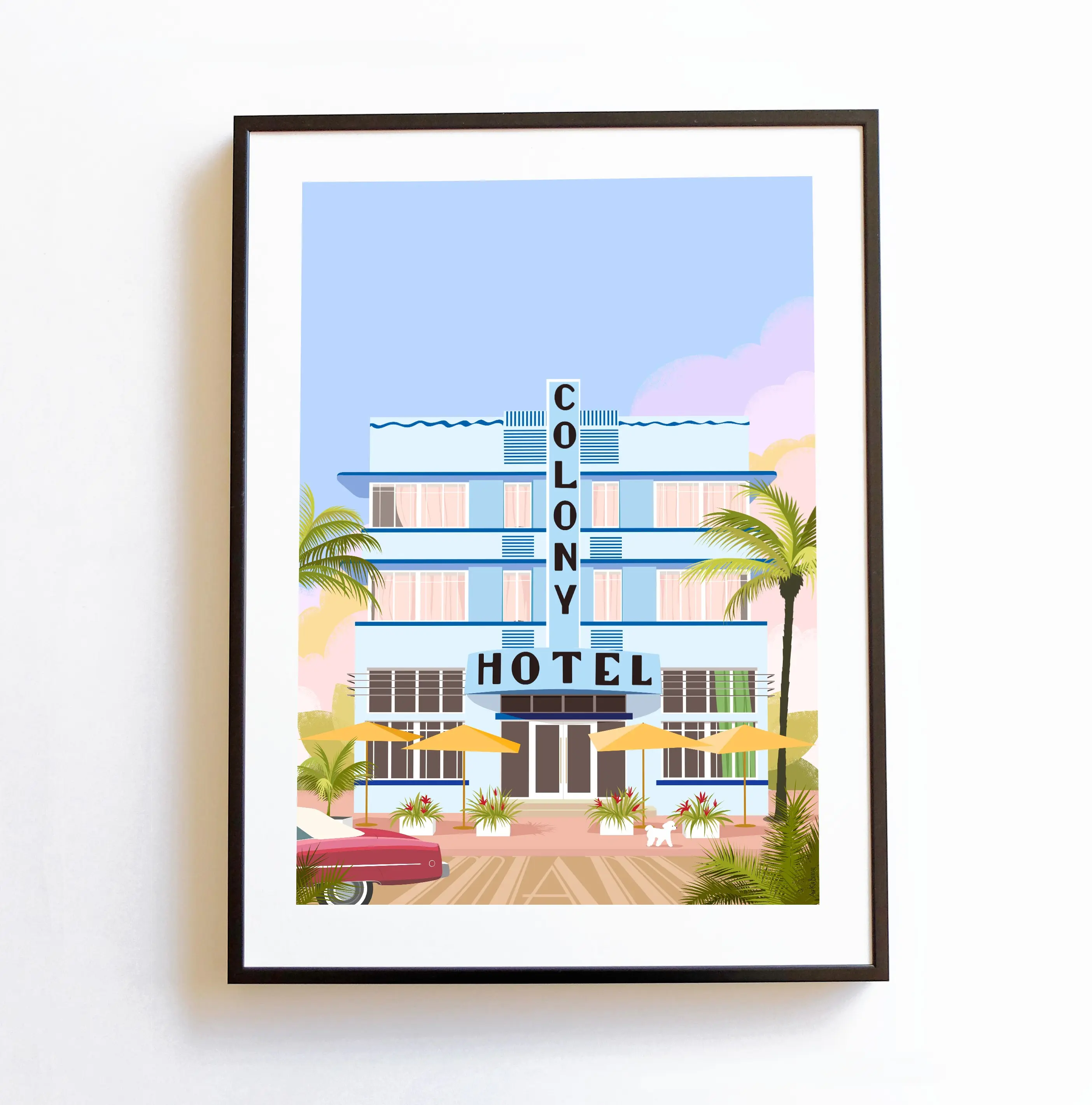 Poster Colony Hotel Miami, Art Deco hotel Miami Florida vintage A3