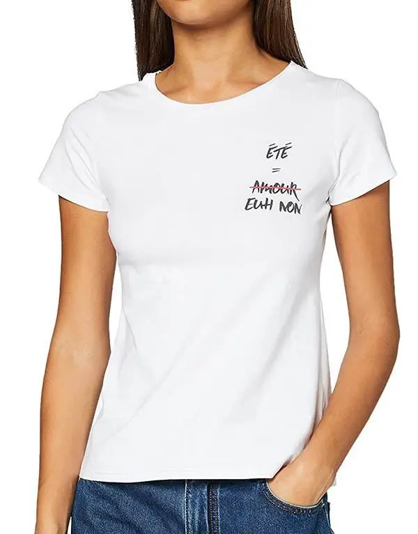 T-shirt bianca Summer = Love, Uh No