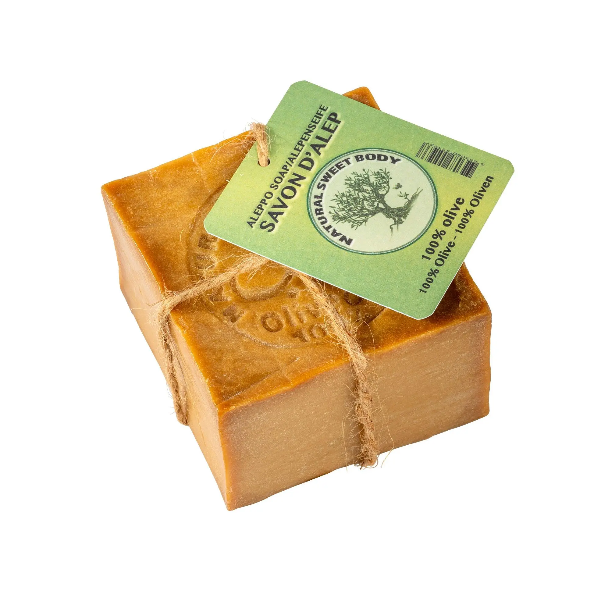 The 100% - Traditional and authentic Aleppo soap 100% olive oil - ±200g, 70x70x50mm