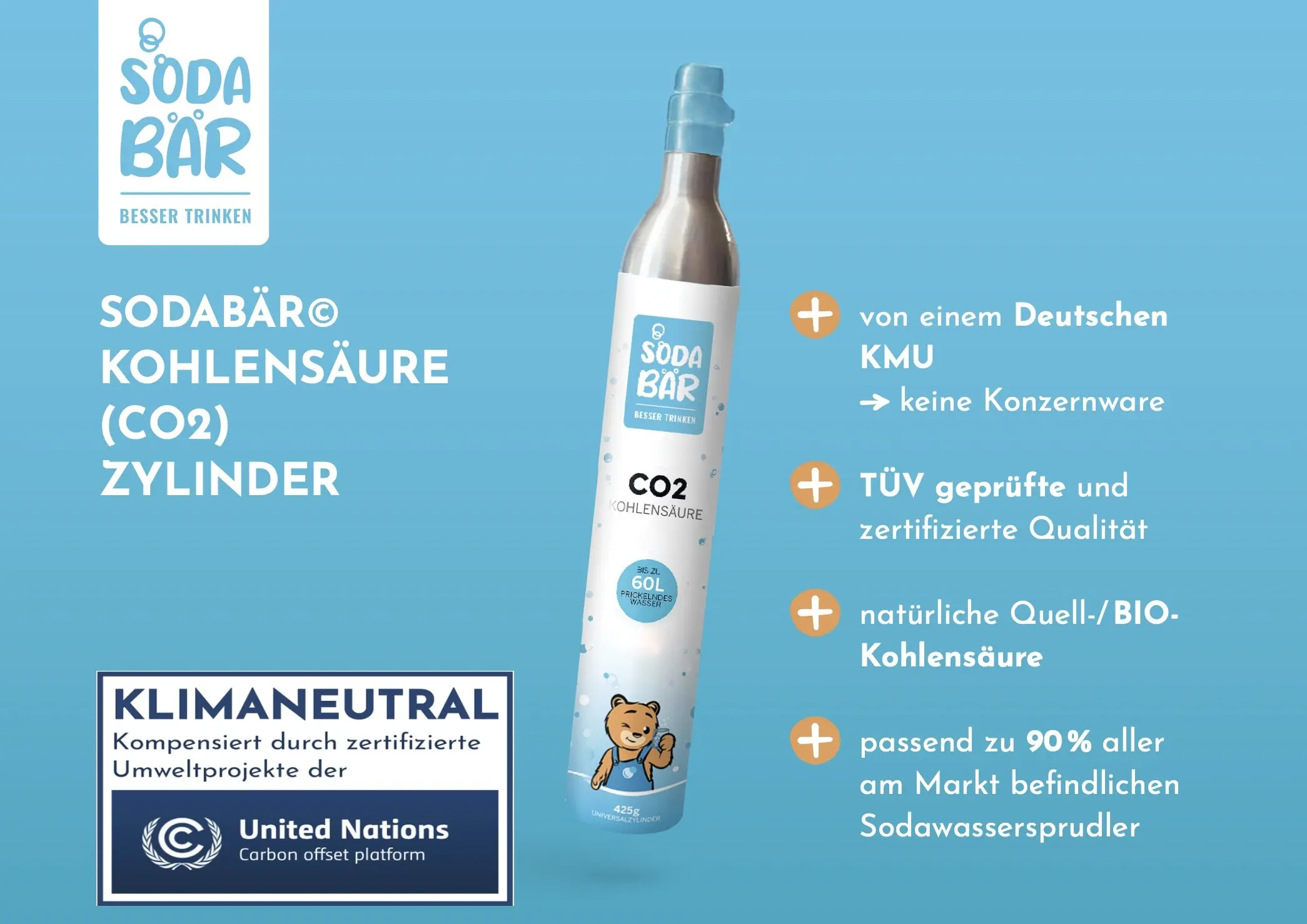 SodaBär© replacement CO2 cylinder for SodaStream & Co. 425g (60 l)