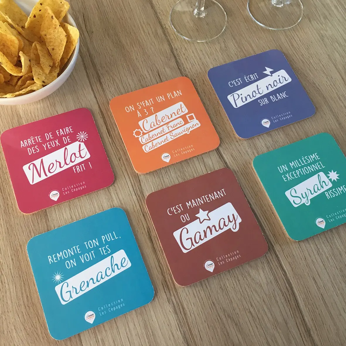 Red Humor Grape Varieties Coasters x6