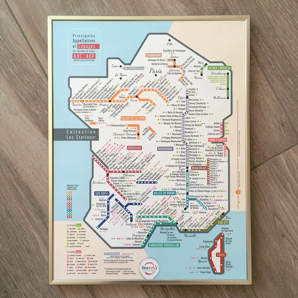 AOC/AOP wine poster & grape varieties 30x40 - Sparkling version
