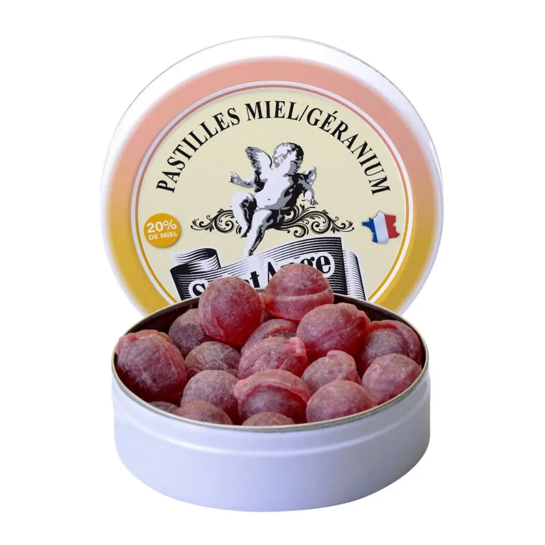 Saint Ange | Bonbons Artisanaux | Saveur Miel Géranium | Boîte 50 g