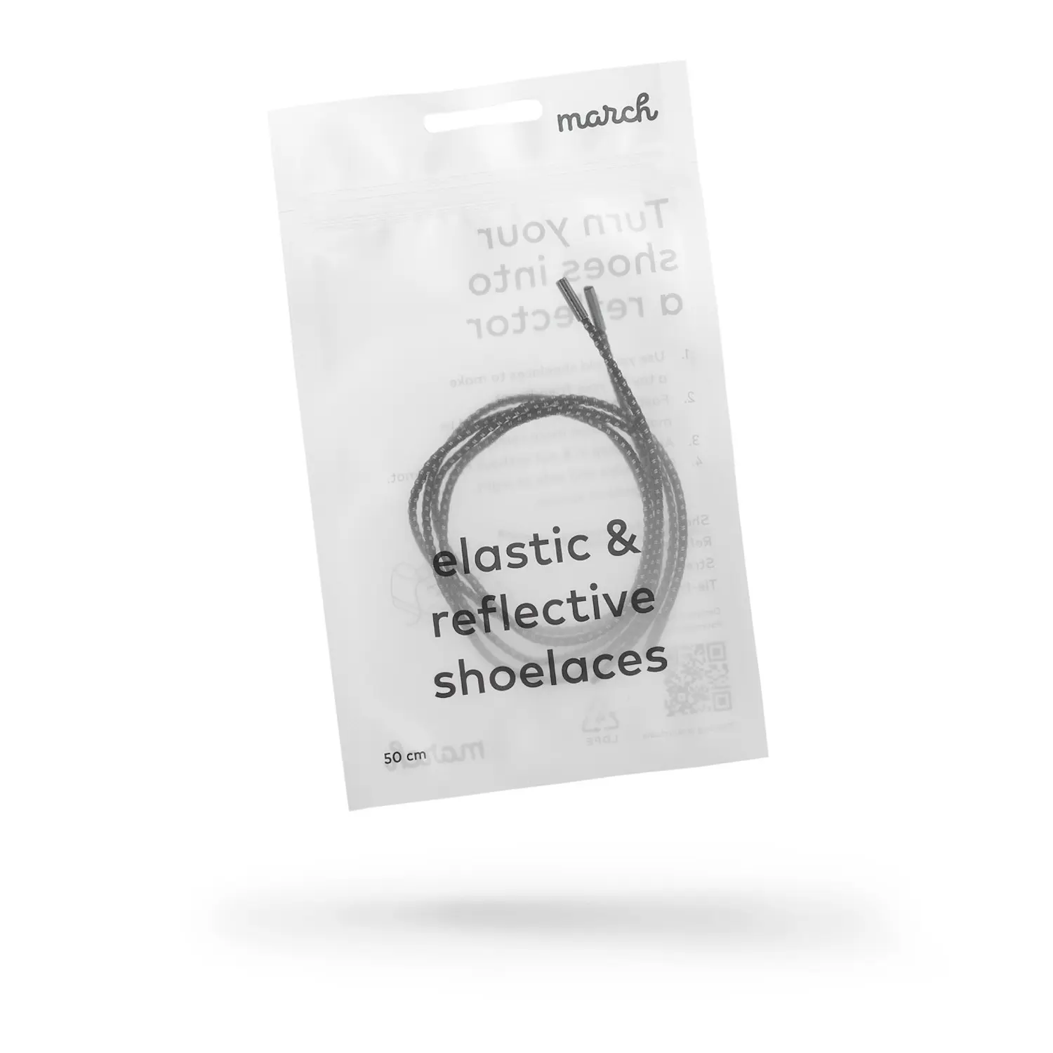 shoelaces reflector stretchable elastic comfort black 50 cm