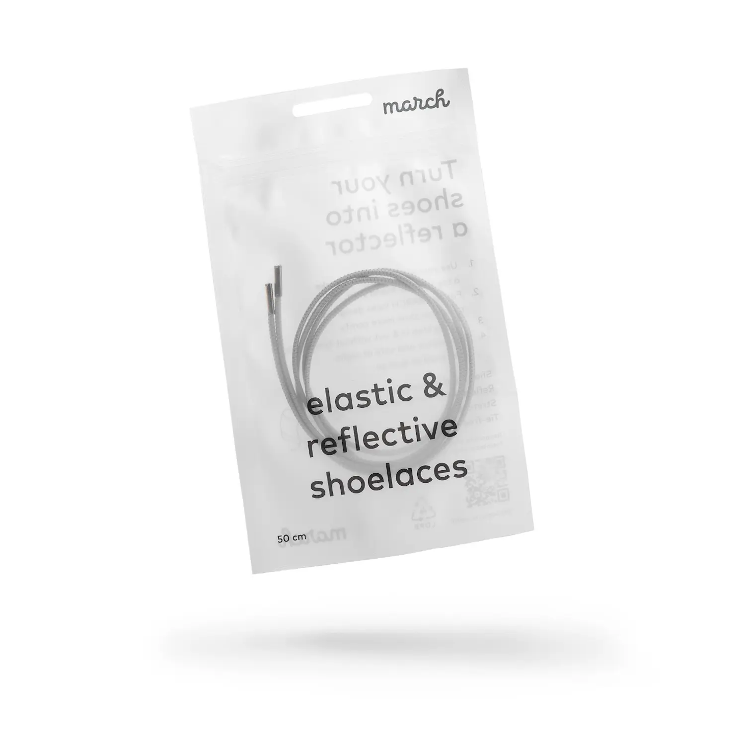 shoelaces reflector stretchable elastic comfort grey 50 cm