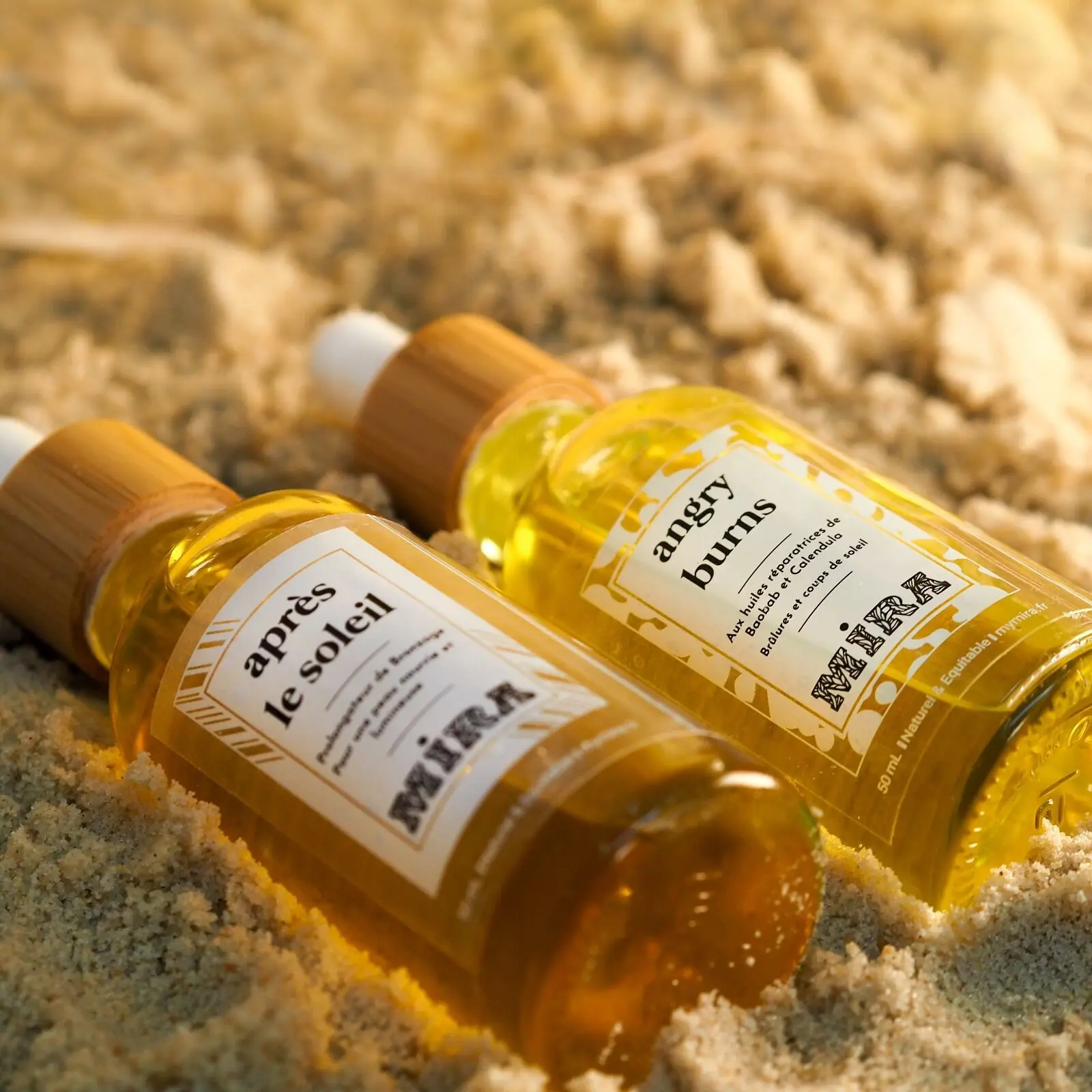 Pack découverte Eté - 5 huiles naturelles : Carotte, Prune, Baobab, huile après-soleil et huile post coup de soleil