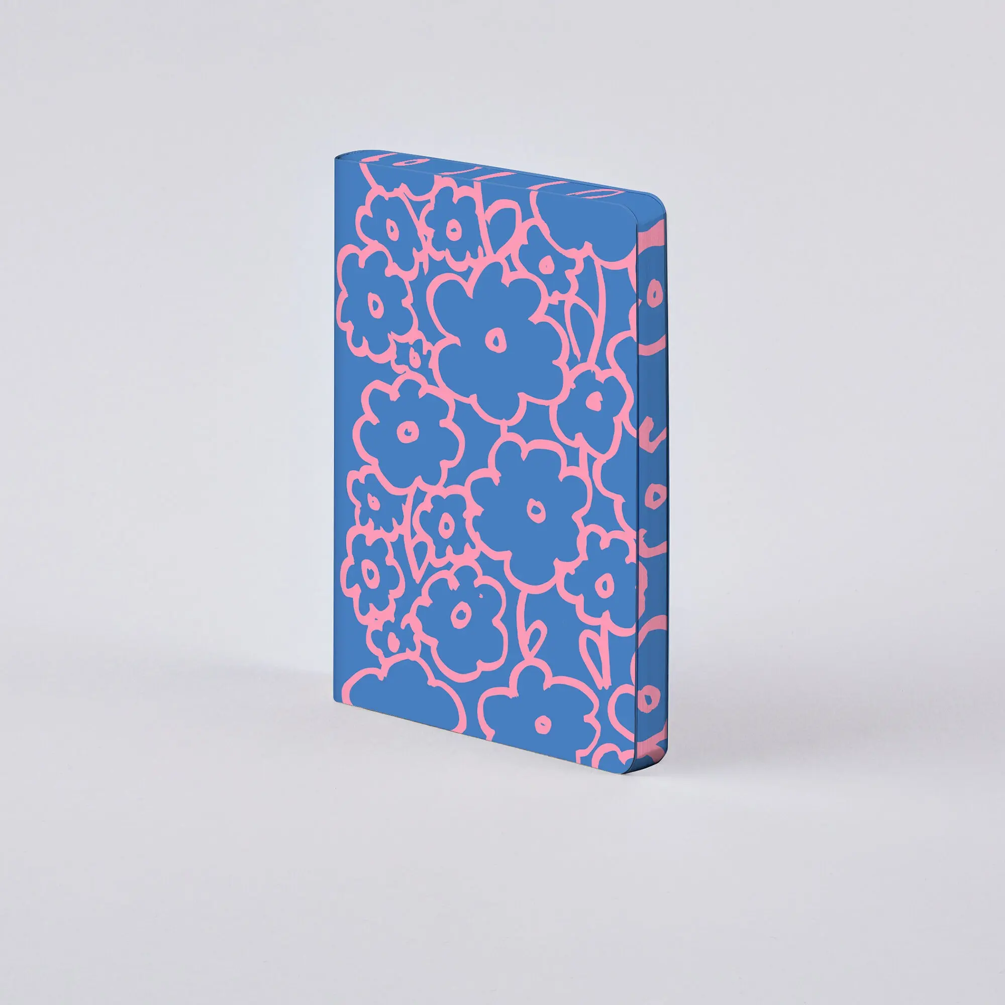 Flower Power - Graphic S | nuuna notebook A6 | 2.5 mm dot grid | 176 numbered pages | 120 g premium paper | leather blue | sustainably produced in Germany