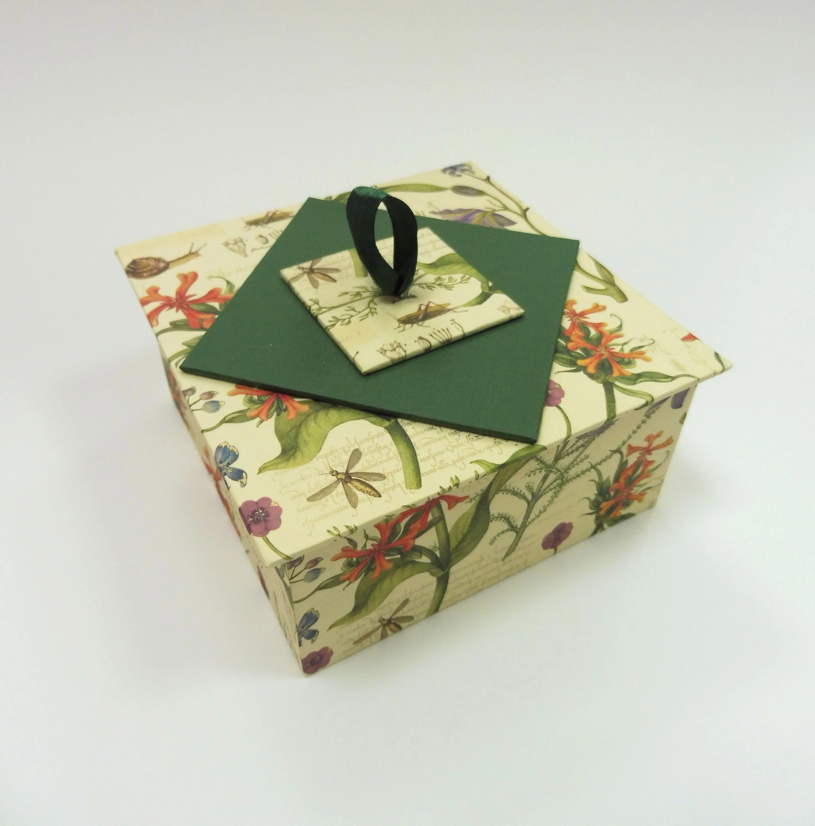 Square writing box, botanical