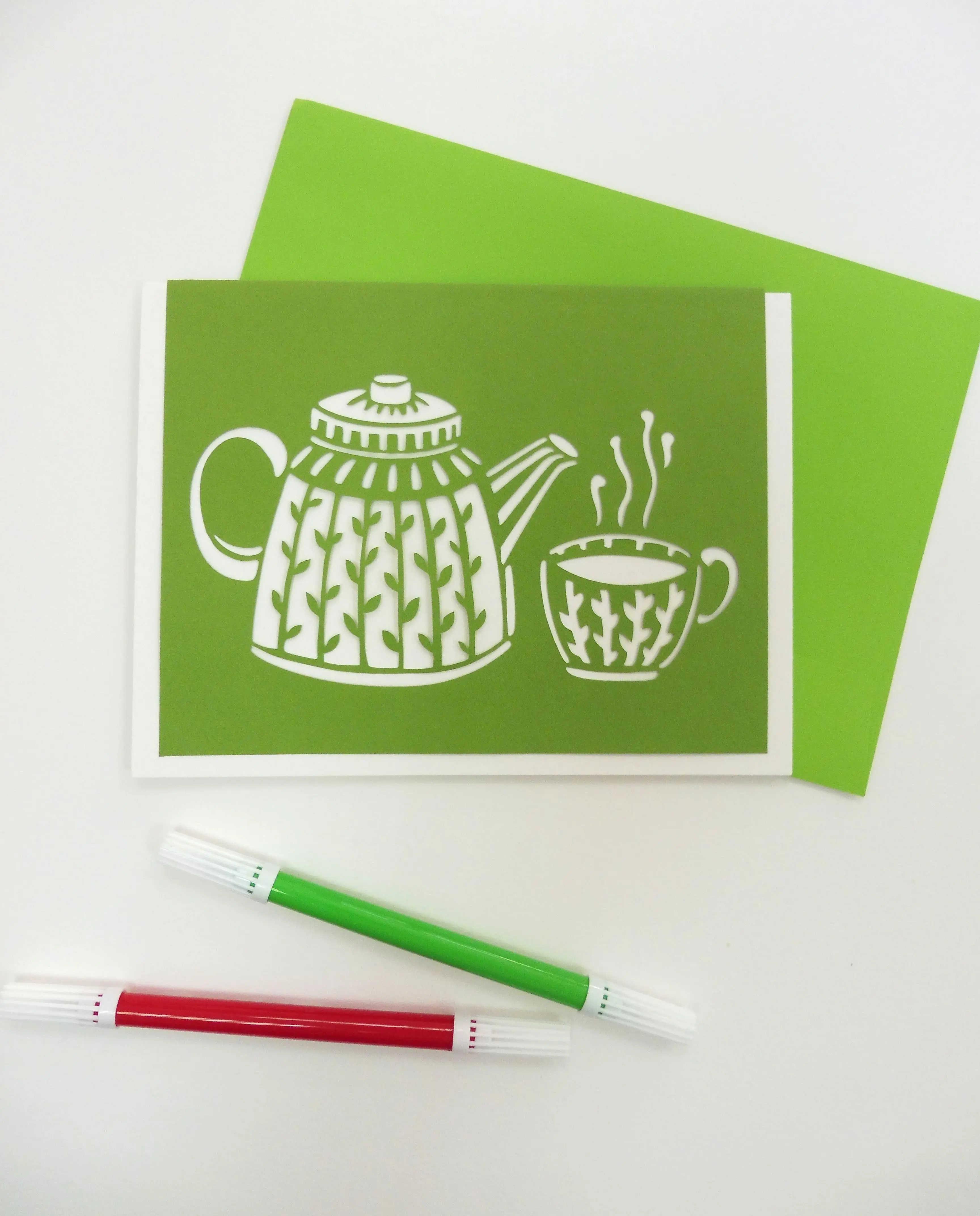 Teapot and Cup Die-Cut Postcard