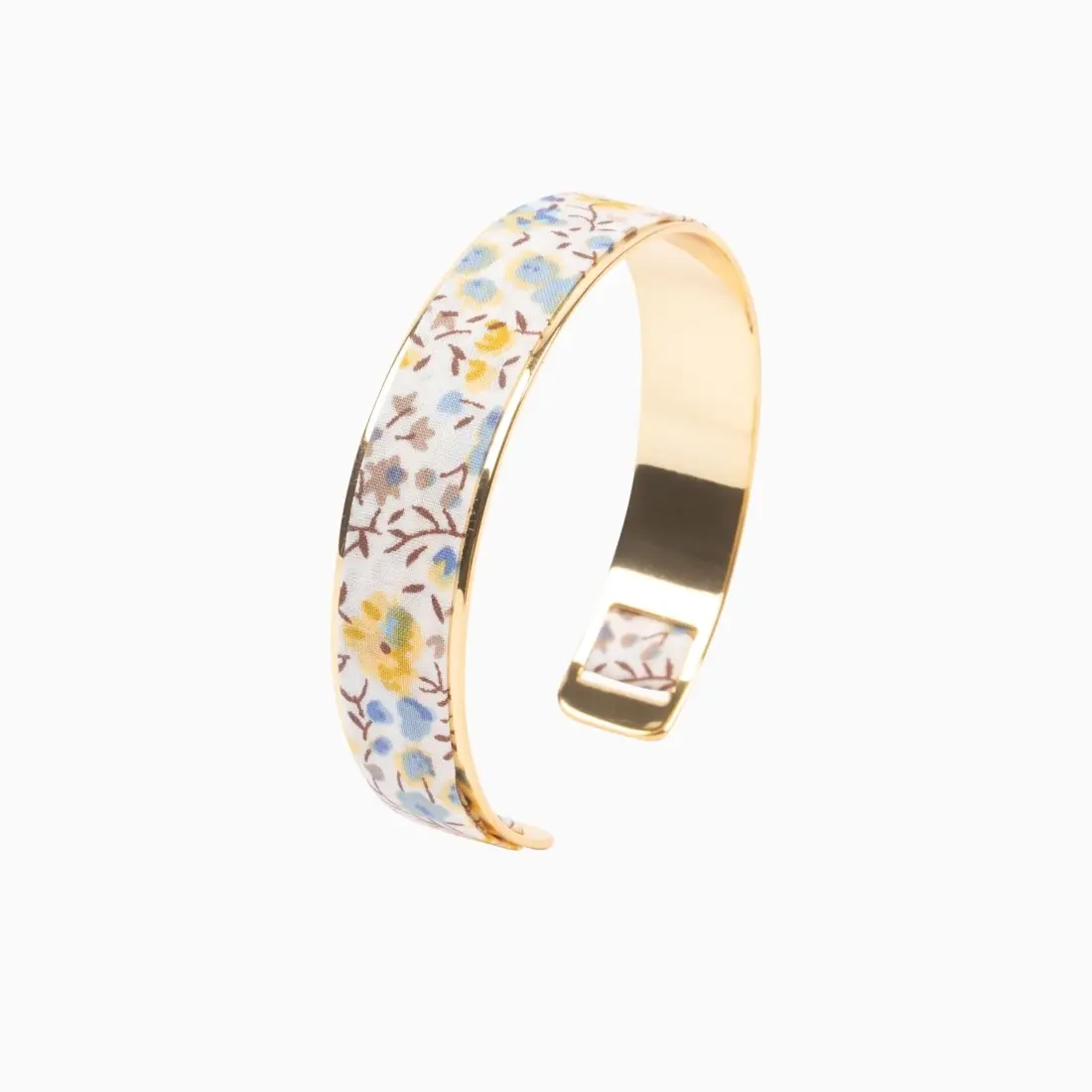 Gold-plated brass bracelet - Liberty Phoebe mustard / sky blue