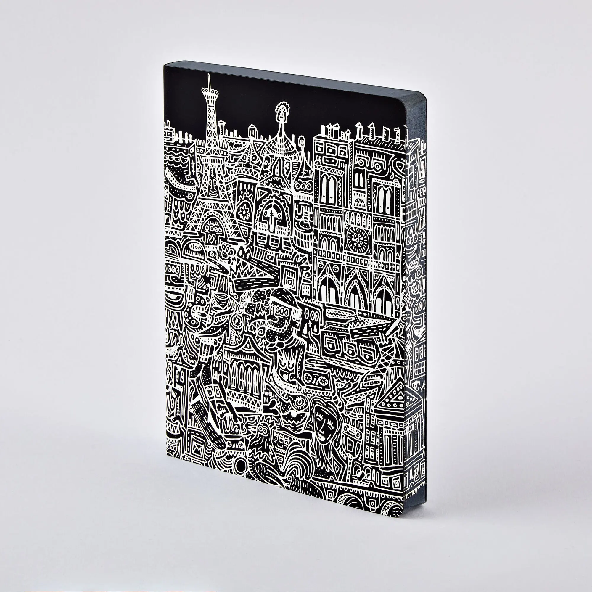 Paris - Graphic L | nuuna notebook A5+ | 3.5 mm dot grid | 120 g premium paper | leather black | sustainably produced in Germany