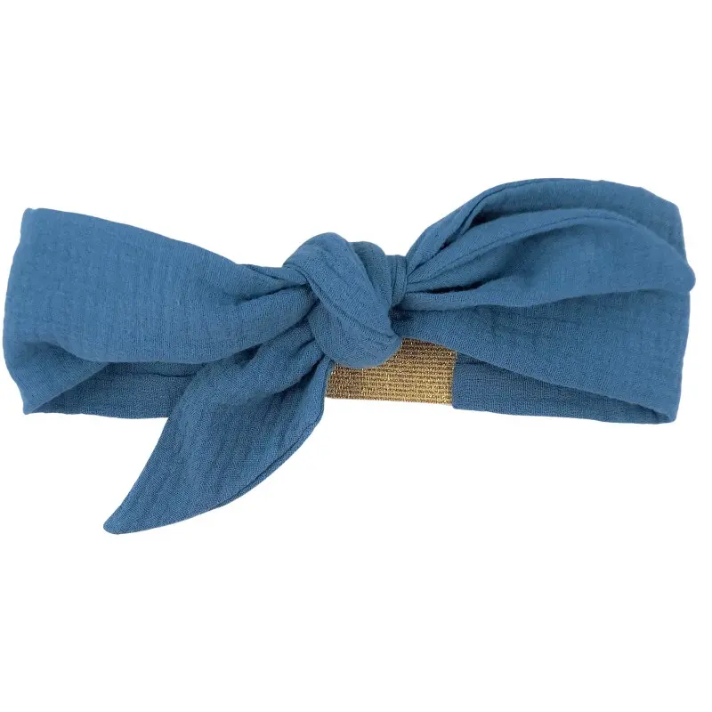 SET OF 3 BLUE DENIM GAUZE HEADBANDS