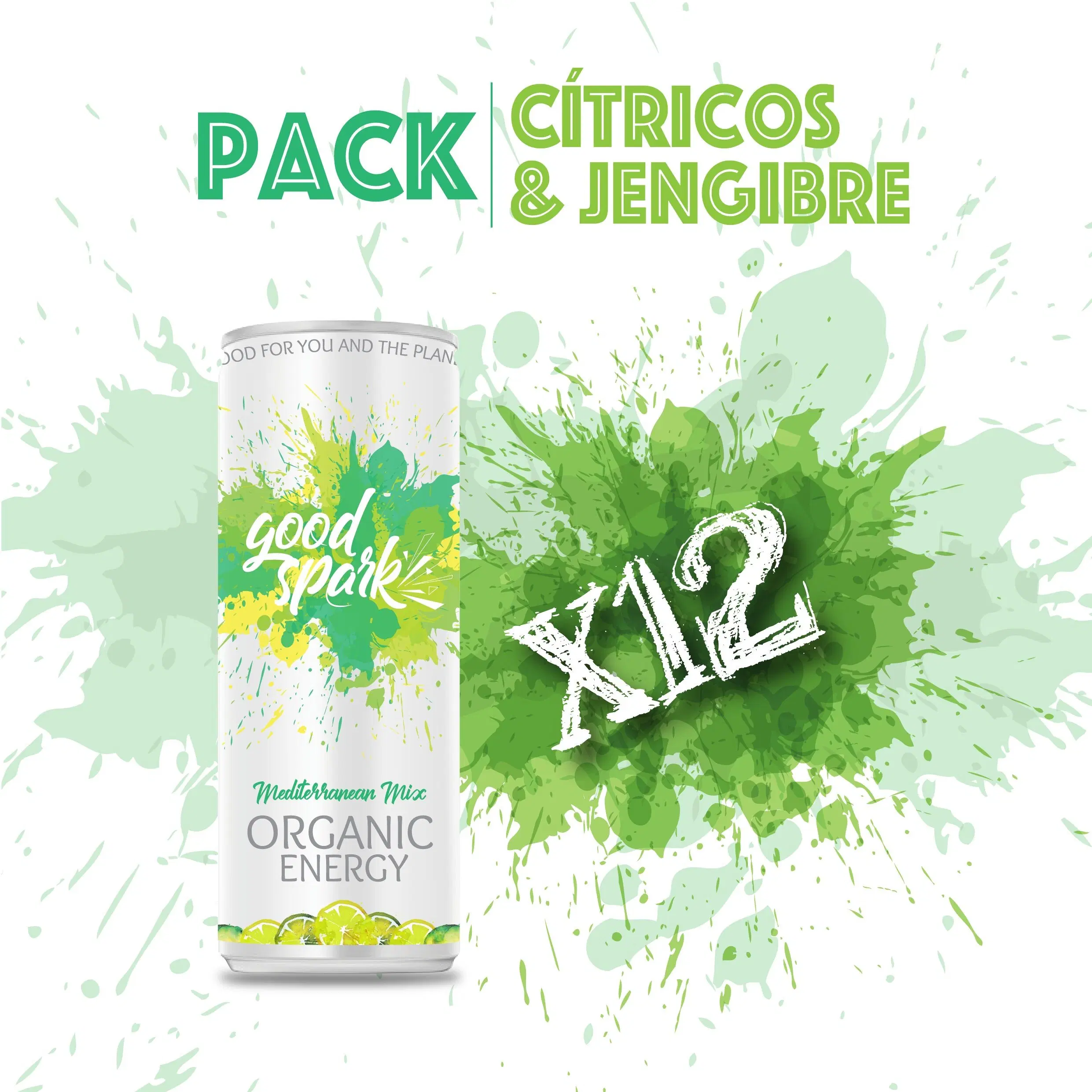 Good Spark Organic Energy Drink - Citrus and Ginger - Yerba Mate, Moringa and Mixed Spice Fruit Juices
