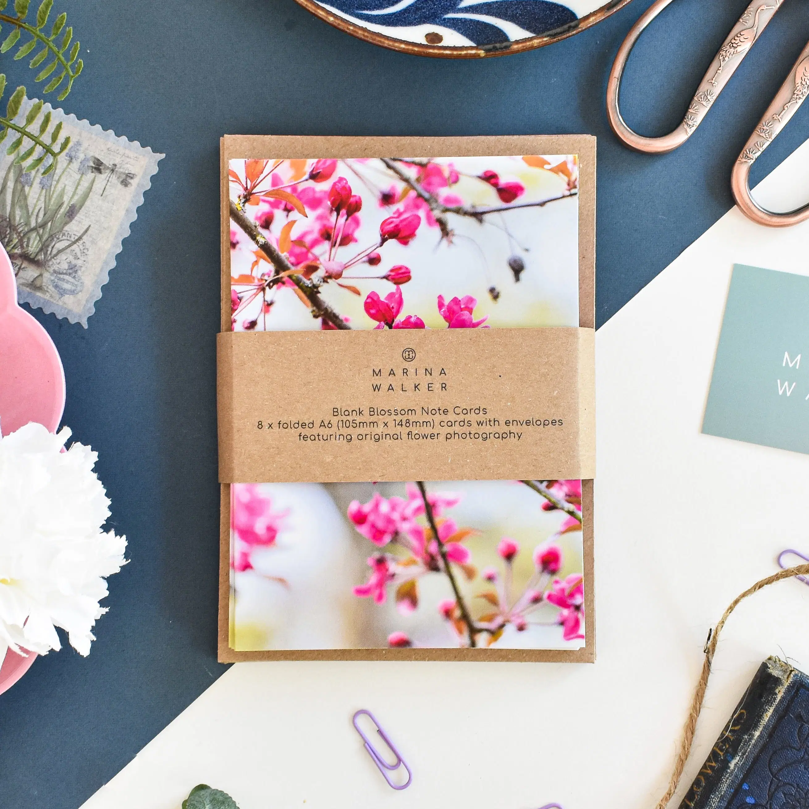 Floral Pink Blossom Card Pack of 8