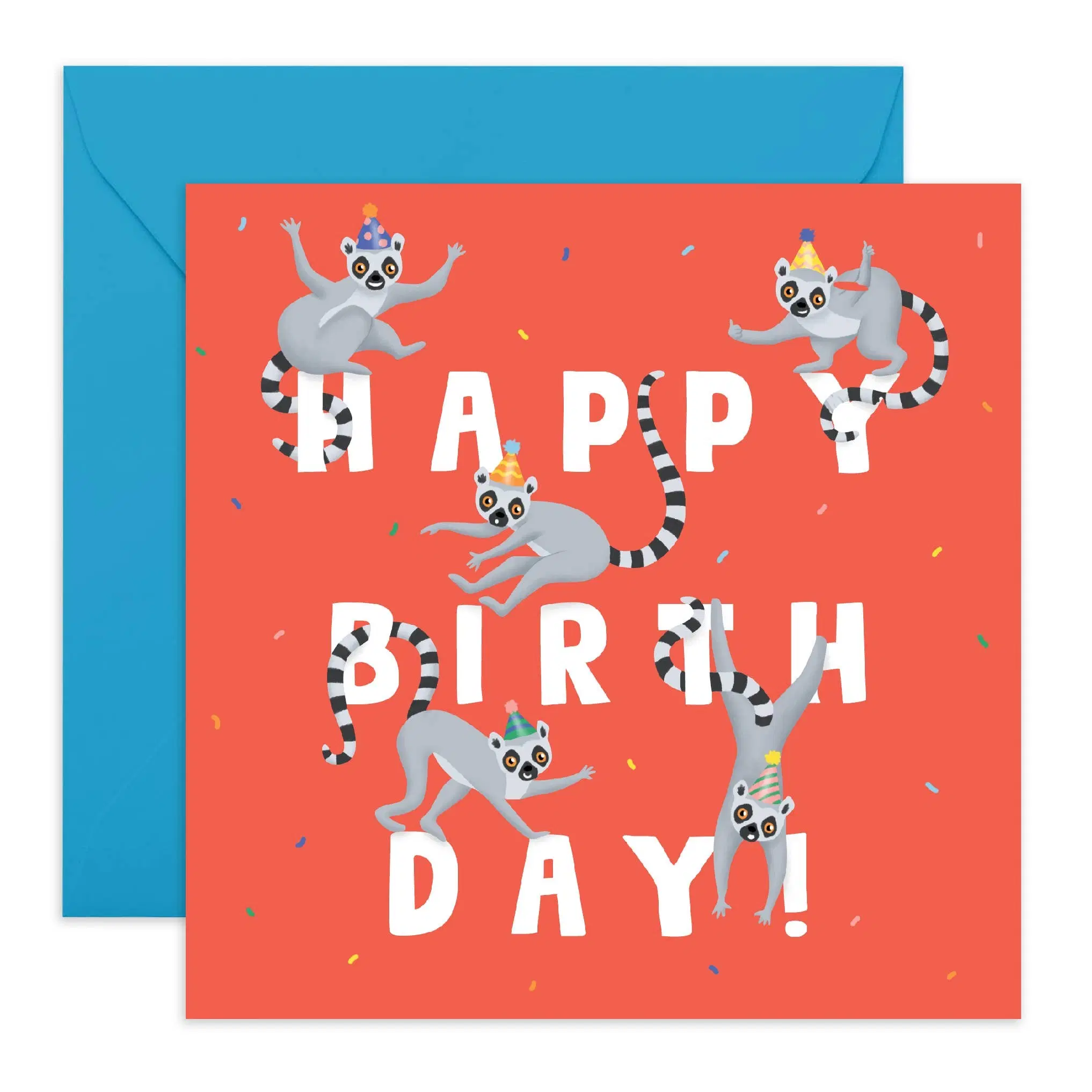 Lemurs Happy Birthday Card | Eco-Friendly, Made in UK