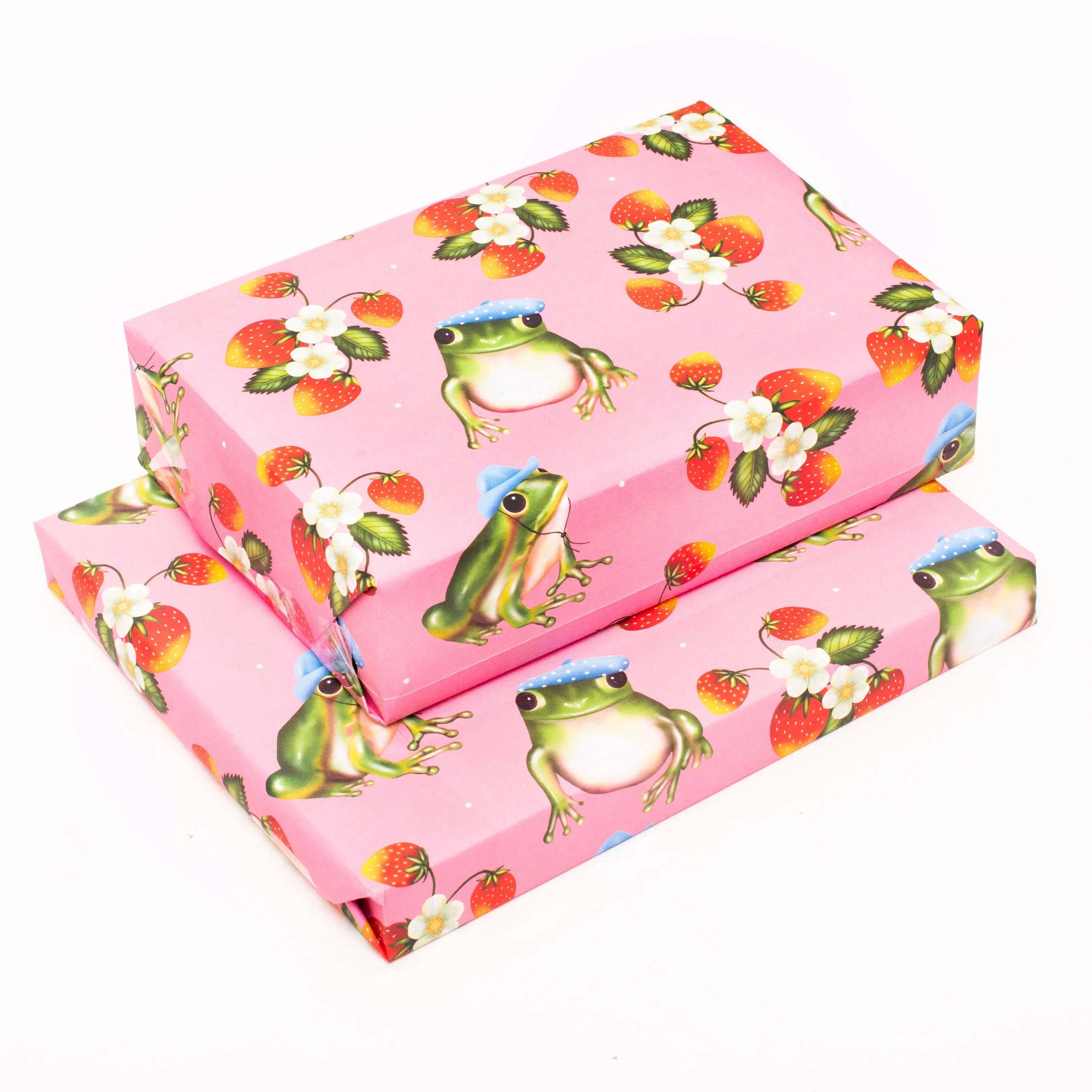 Frogs In Hats Wrapping Paper Sheet. Recyclable, made in UK