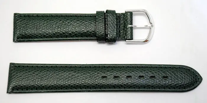 Dunkelgrünes PALERMA gewölbtes Uhrenarmband aus echtem Rindsleder 20mm