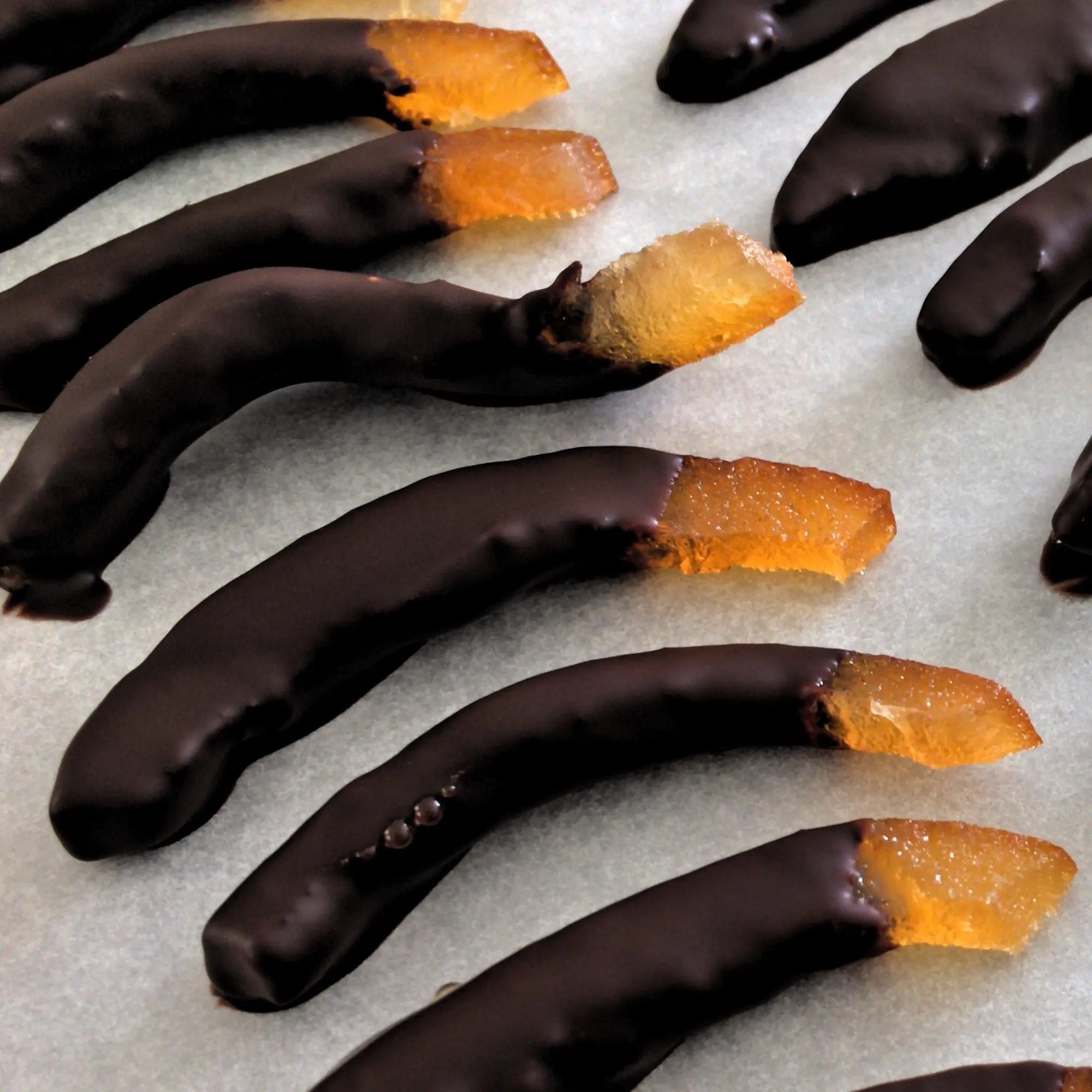 Organic orangettes (80% dark chocolate)