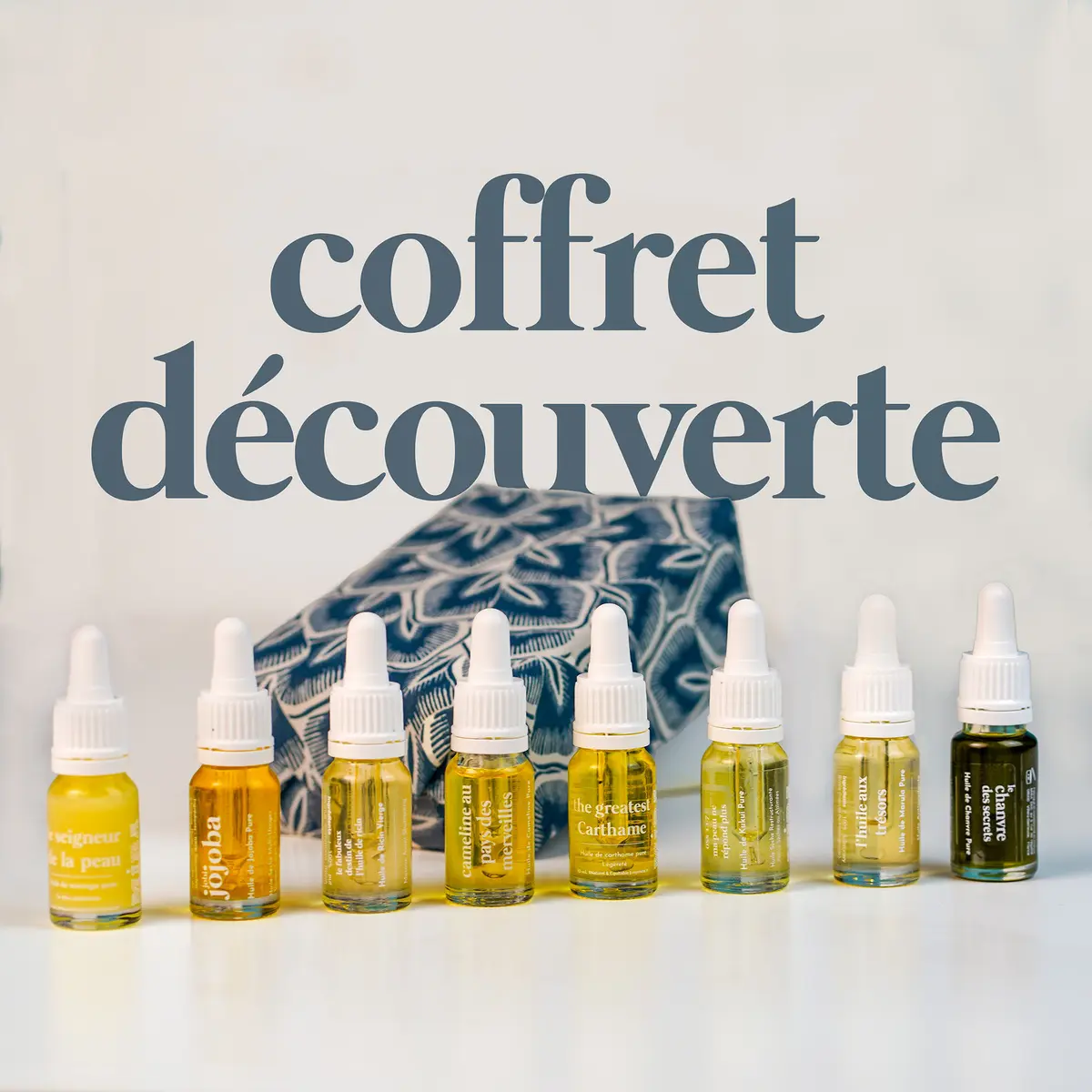 Coffret cadeau découverte  - Huiles végétales pures - Cheveux, visage, corps - 8 de nos huiles pures et brutes - Idéal pour cadeau et présentation en boutique