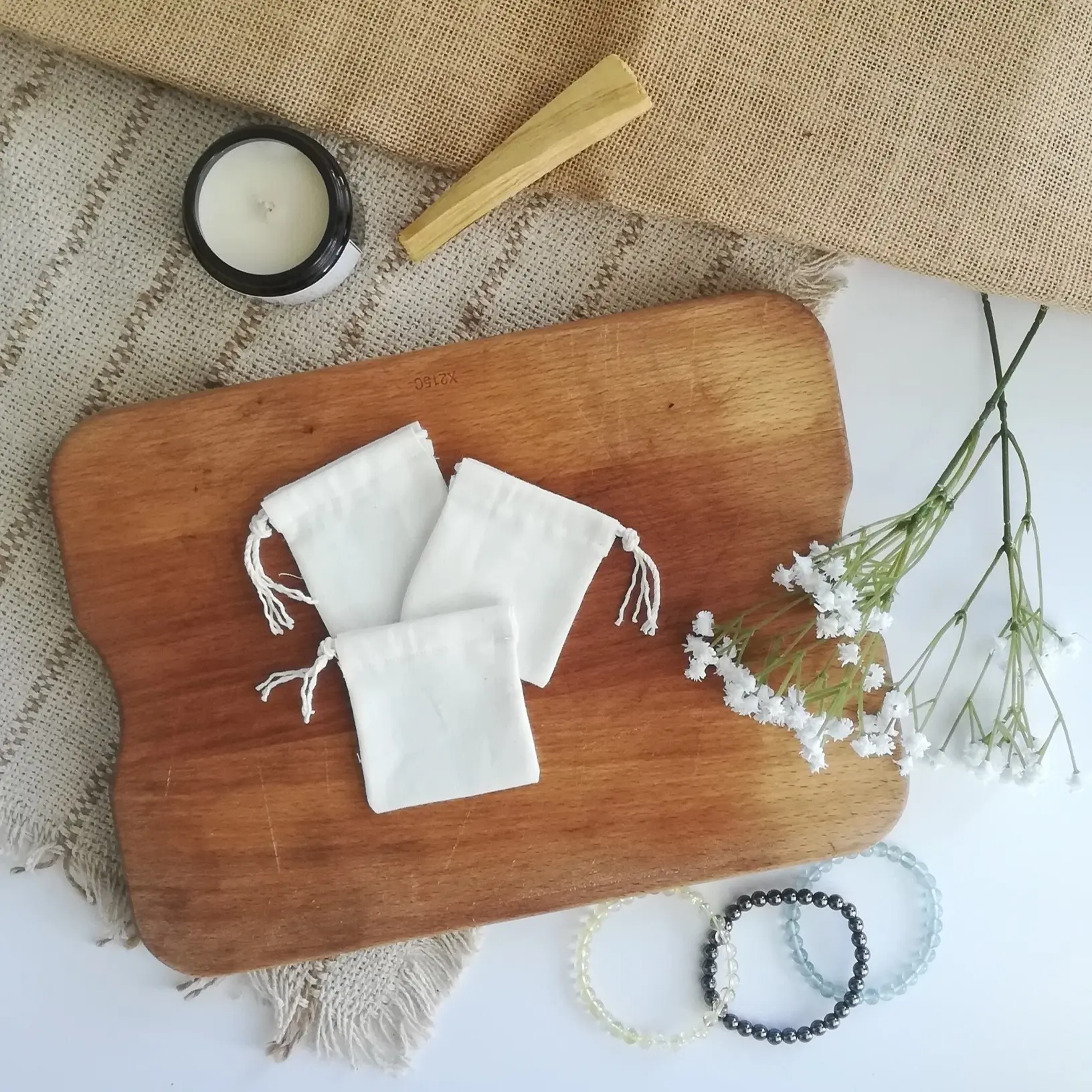 Tea bag in washable and reusable fabrics in organic cotton special food contact for infusion, tea and loose roiboos
