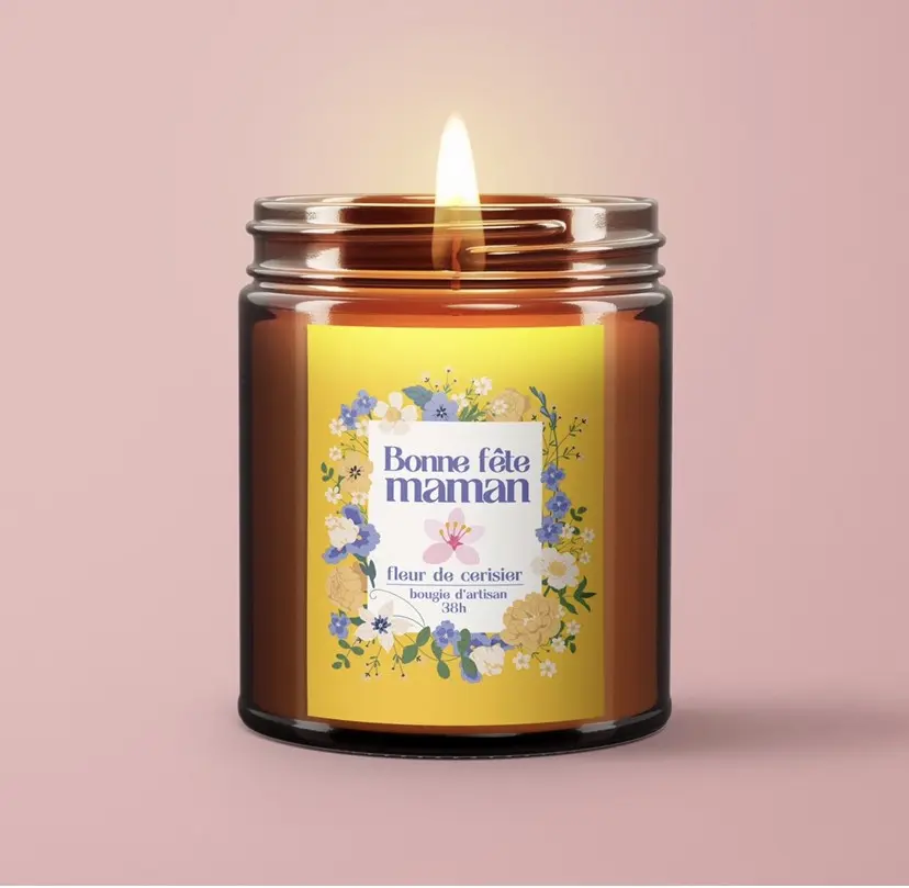 BONNE FÊTE MOMMY CANDLE IN AN APOTHECARY JAR