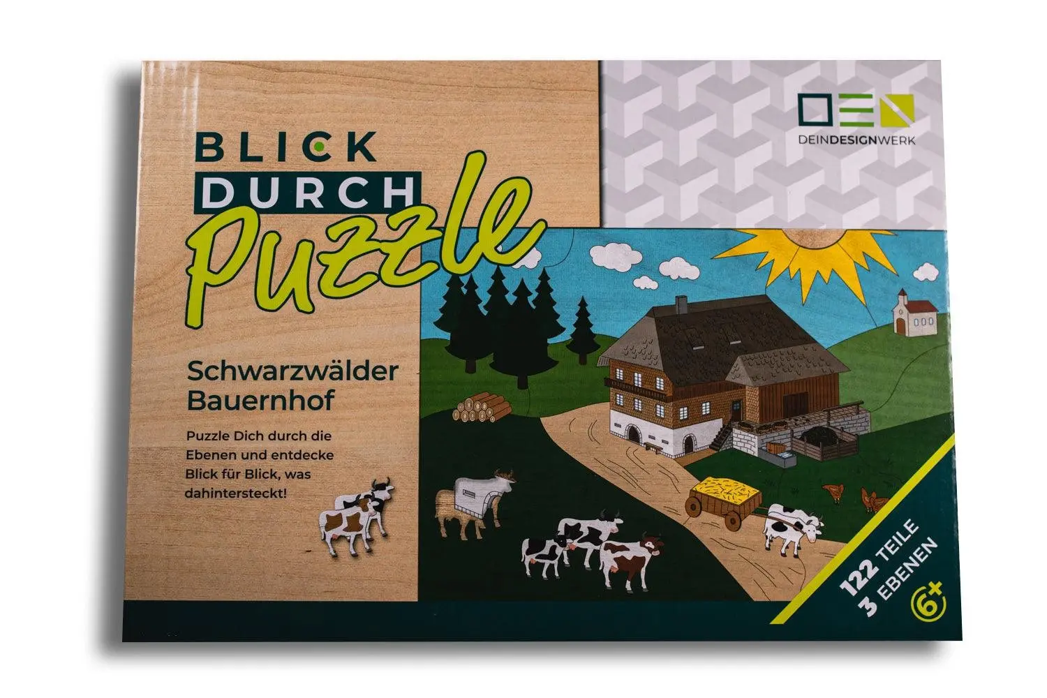 Rompecabezas para mirar: Granja en la Selva Negra | Rompecabezas de madera de varias capas para toda la familia | Regalo para los amantes de la Selva Negra