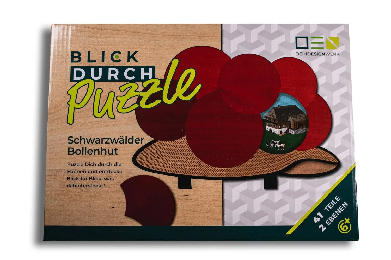 Rompecabezas para mirar a través: Bollenhut de la Selva Negra | Rompecabezas de madera de varias capas para toda la familia | Regalo para los amantes de la Selva Negra