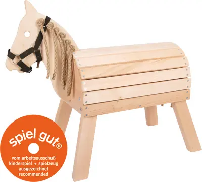 Cavallo in legno compatto | Saltellando e saltando | Giocattoli di legno