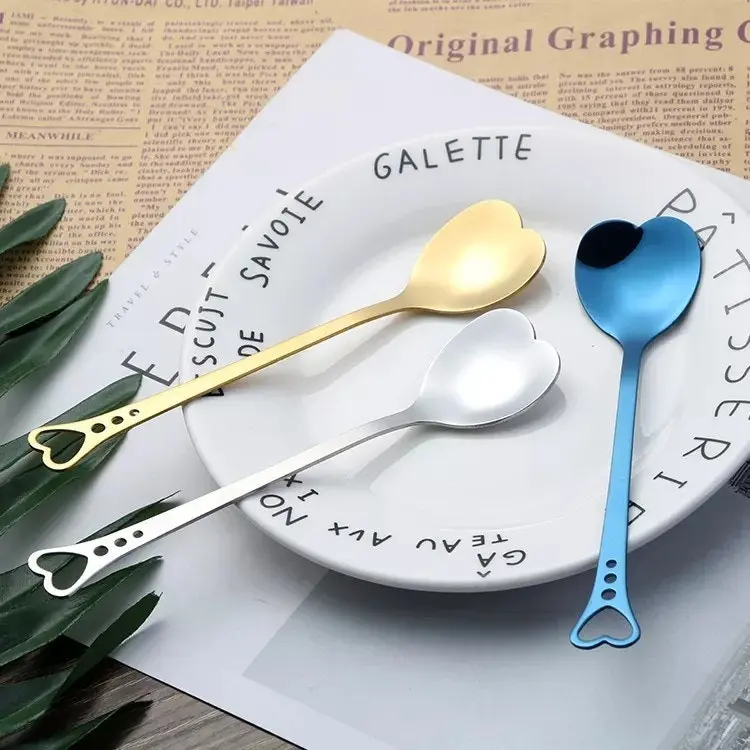 Cuillère à Thé/Café/Dessert en forme de coeur - Argent