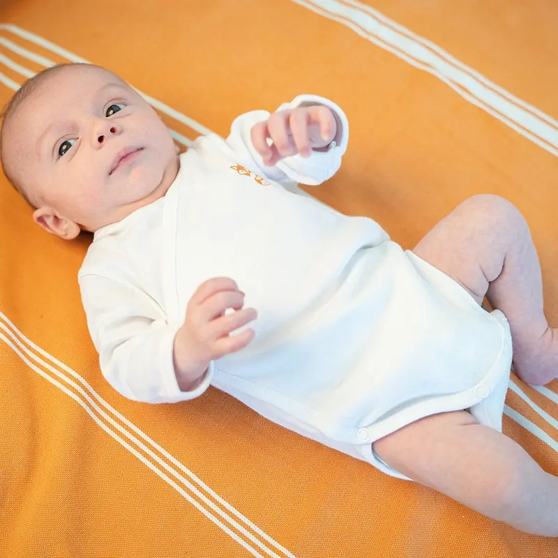 WEISS Body Langarm 3 Monate 100% Bio-Baumwolle GOTS