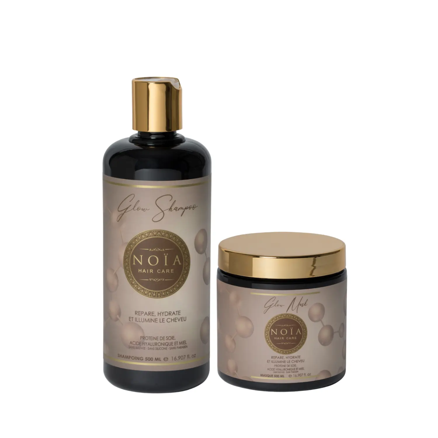 NOÏA Hair Glow Duo – Feuchtigkeitsspendende Pflege & Glanzroutine – Shampoo & Maske
