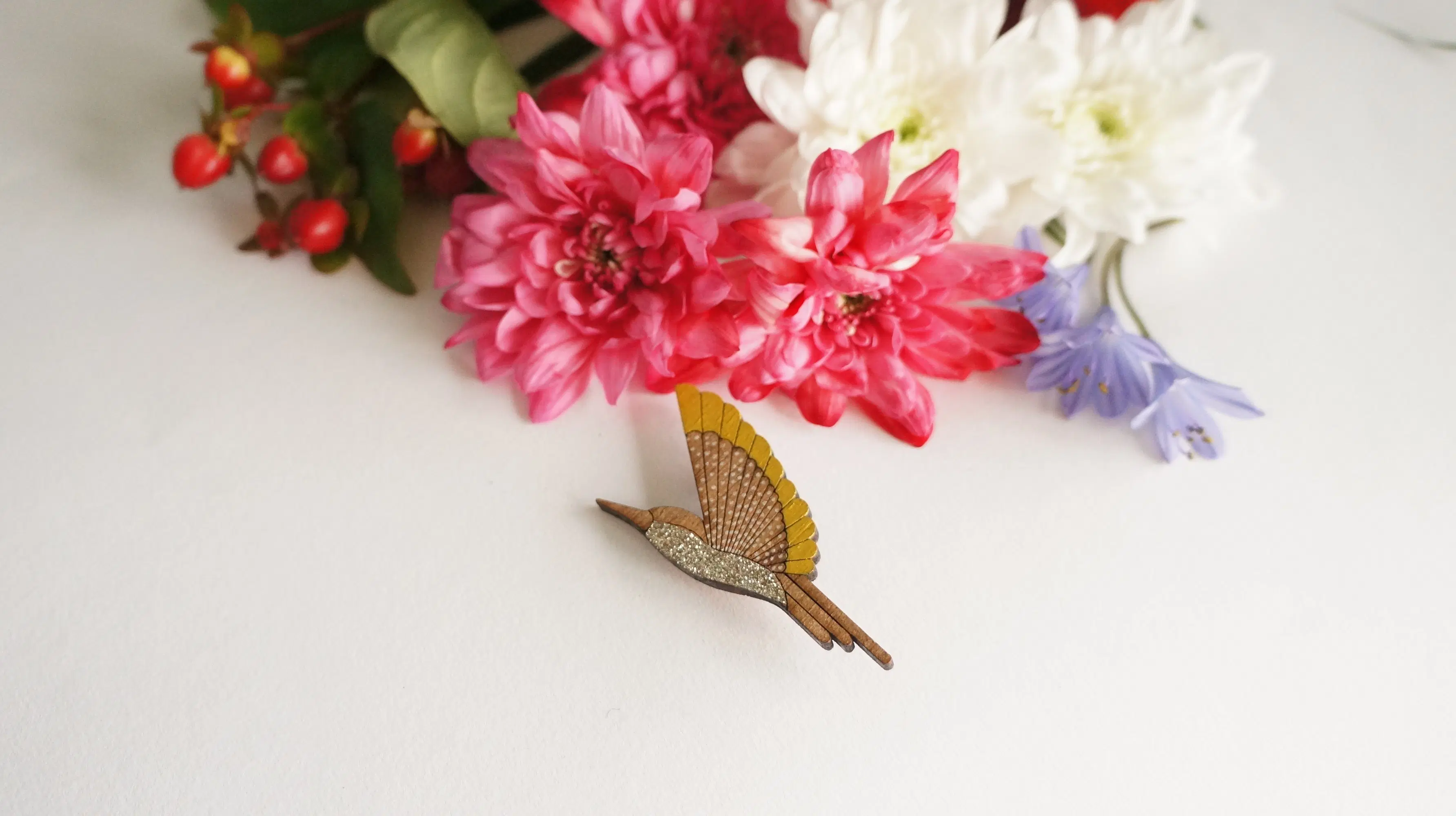 Yellow Hummingbird Brooch