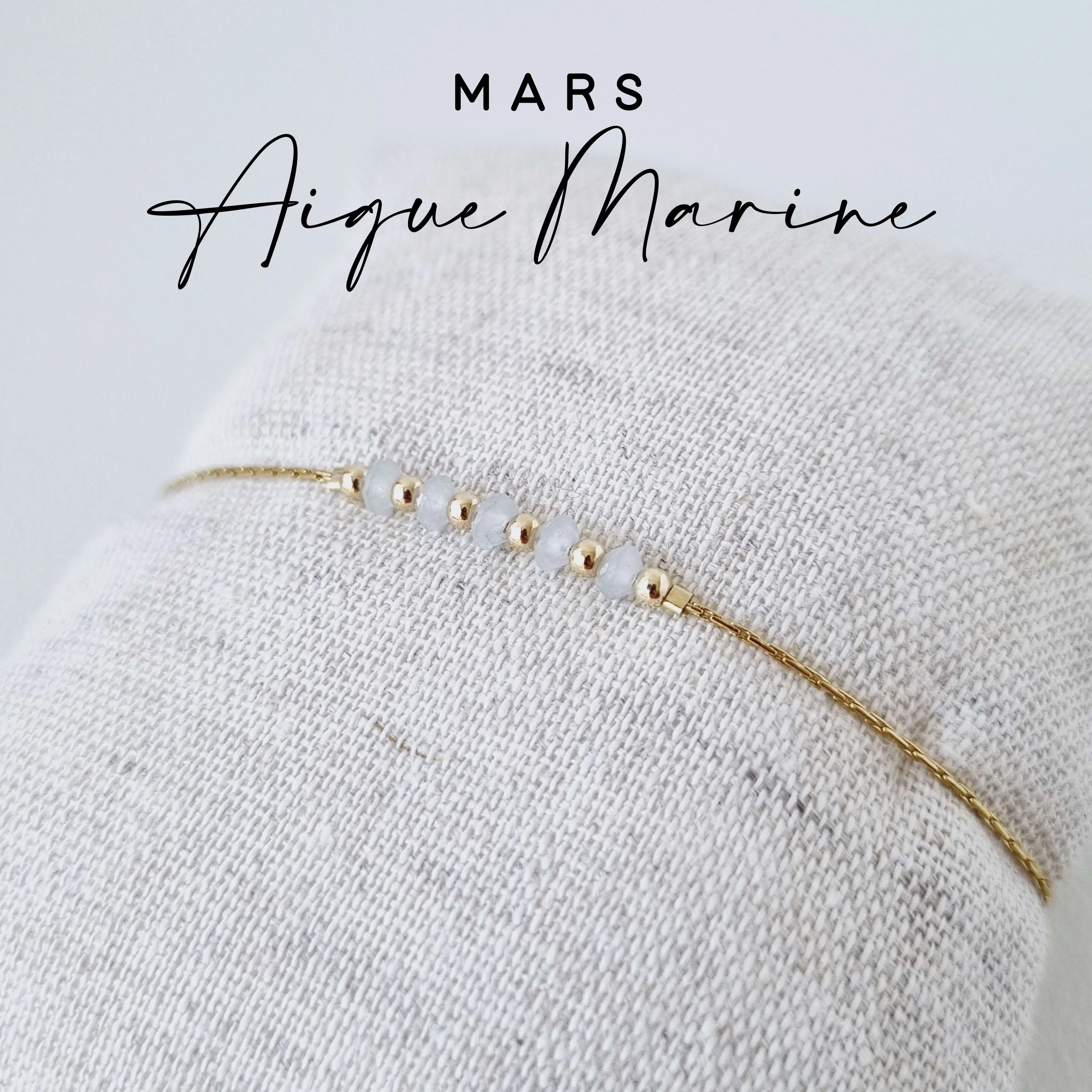 Birthstone bracelet for the month of March: Aquamarine