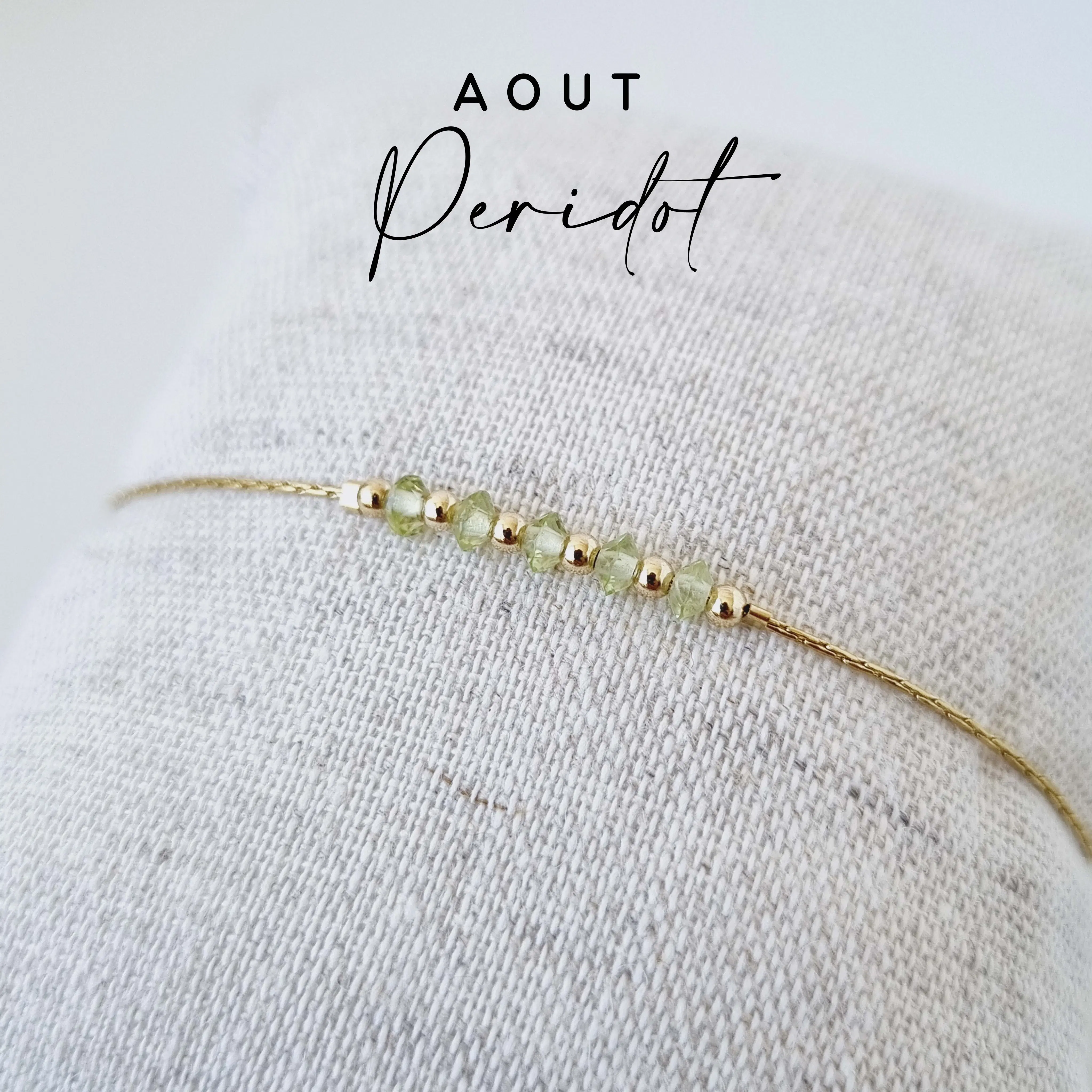 Birthstone bracelet for the month of August: Peridot