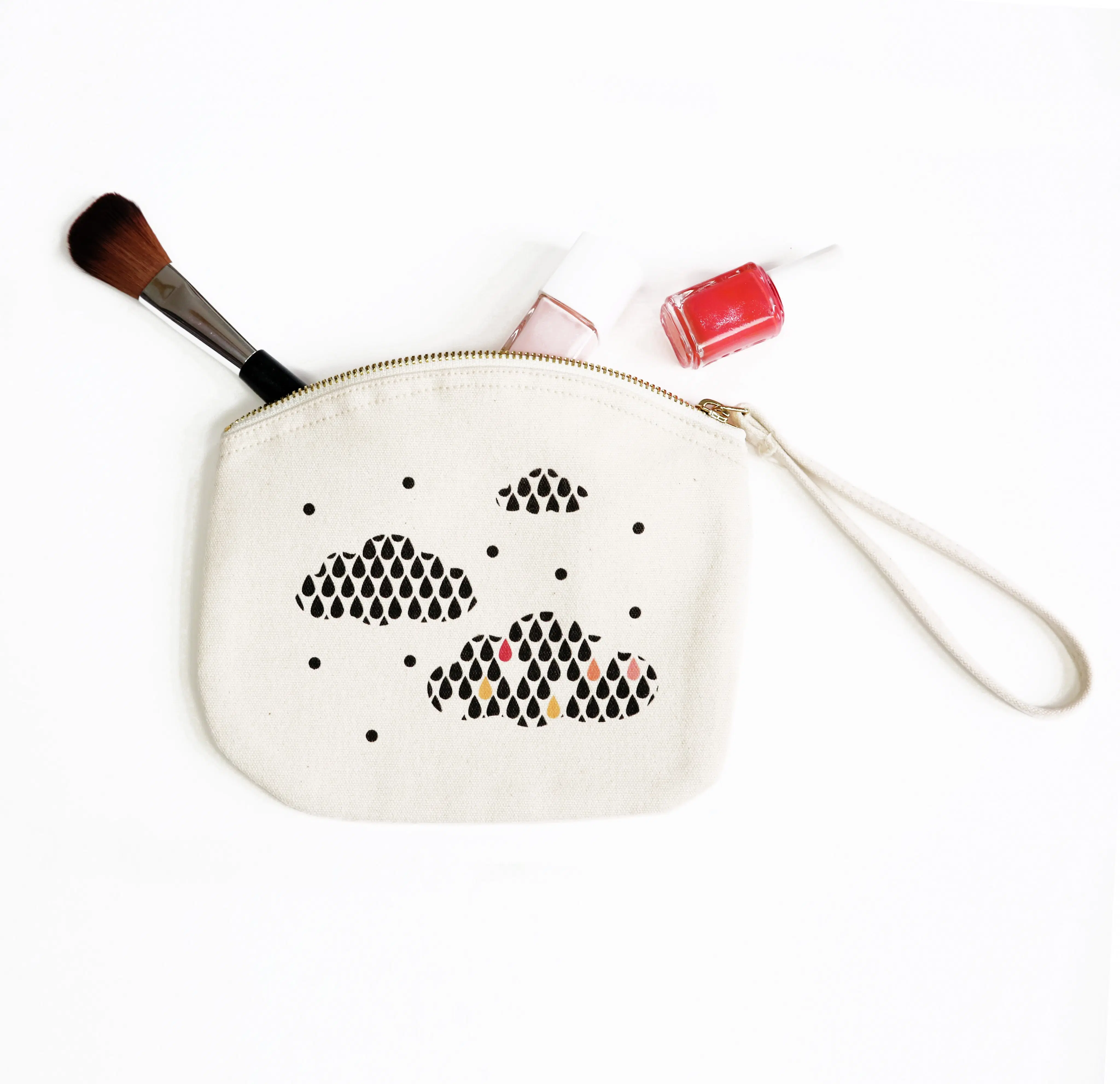 Embellie zipped organic cotton pouch