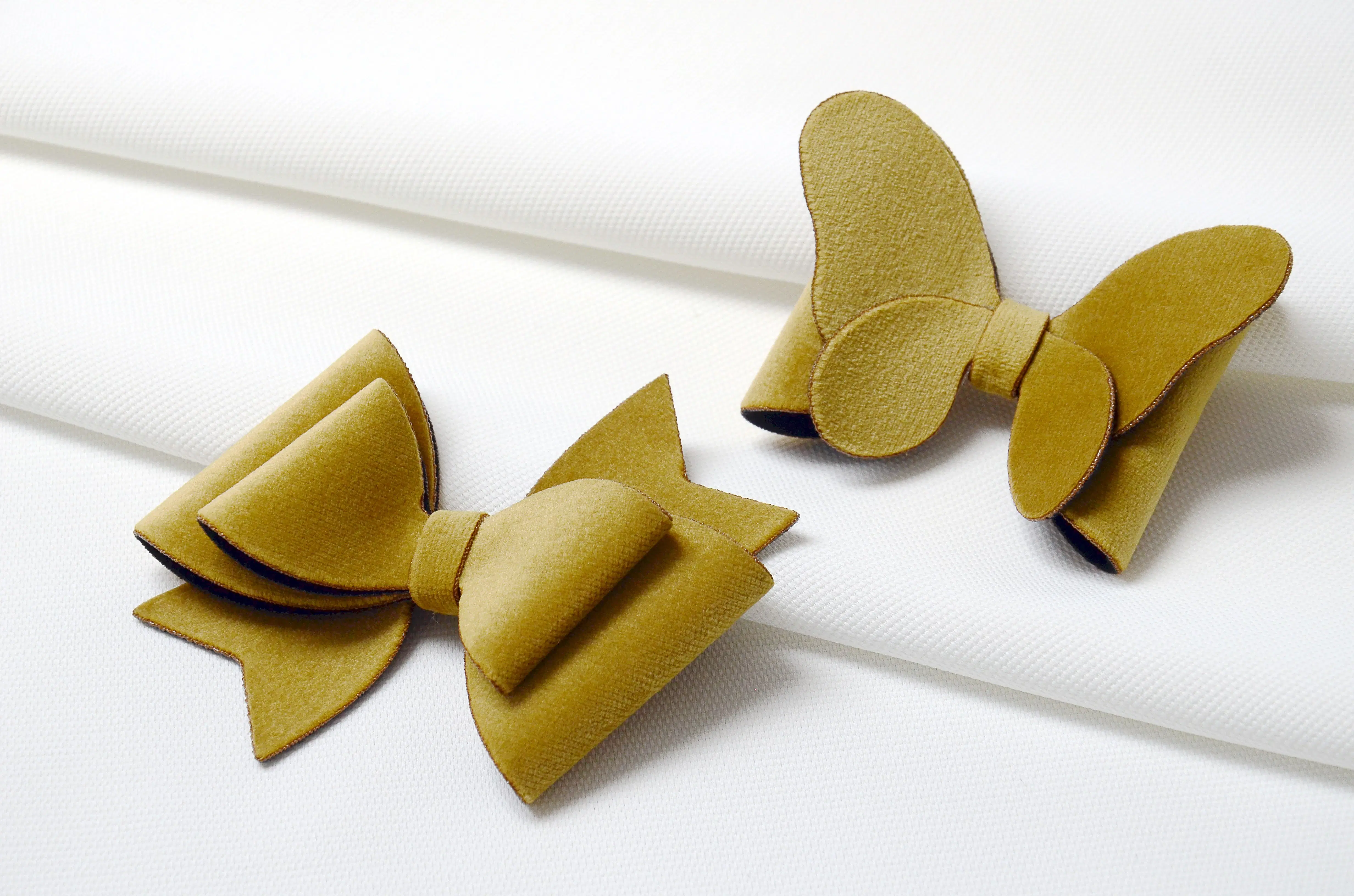 Rosa gelbe Haarschleife, Set mit 2 Haarspangen, Samt-Haarschleife, Schmetterling, Samtschleife, Schleife, Haarschmuck, Samtschleifen, Mädchen-Haarschleife