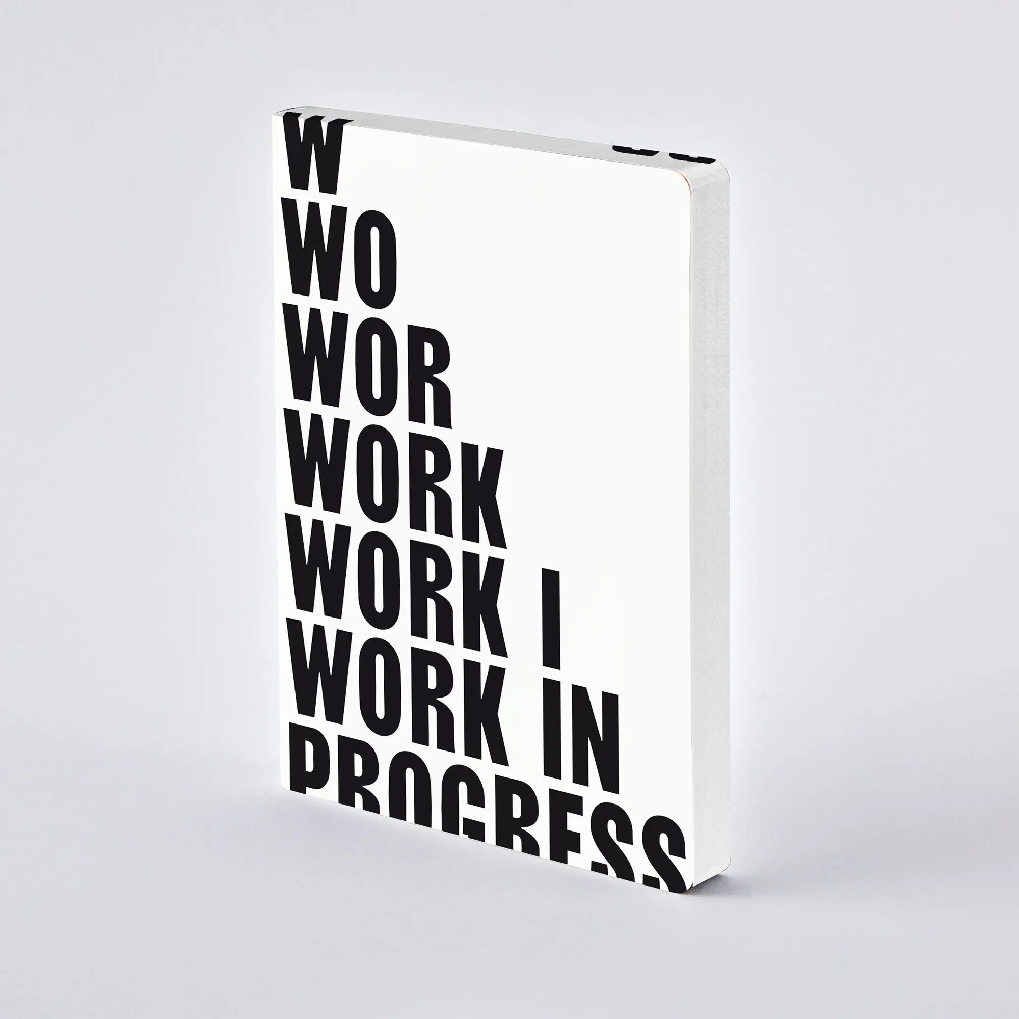 Work In Progress - Graphic L | nuuna notebook A5+ | 3.5 mm dot grid | 120 g premium paper | leather white | sustainably produced in Germany
