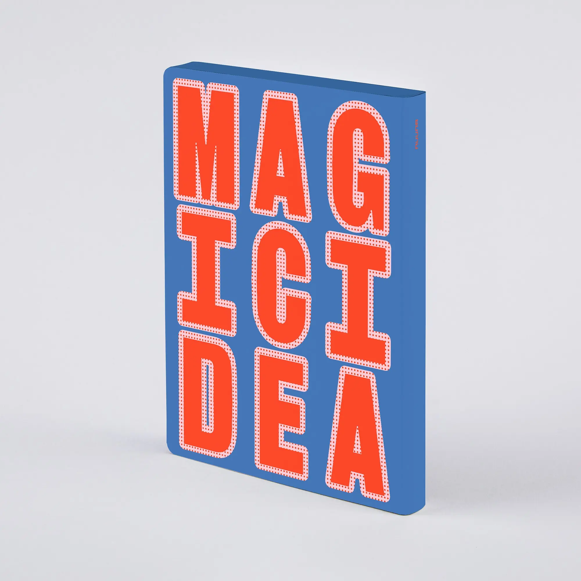 Magic Idea - Graphic L Glow | nuuna notebook A5+ | 3.5mm dot grid | 120g Premium Paper | Leather blue | motif lights up | fluorescent| sustainably produced in Germany