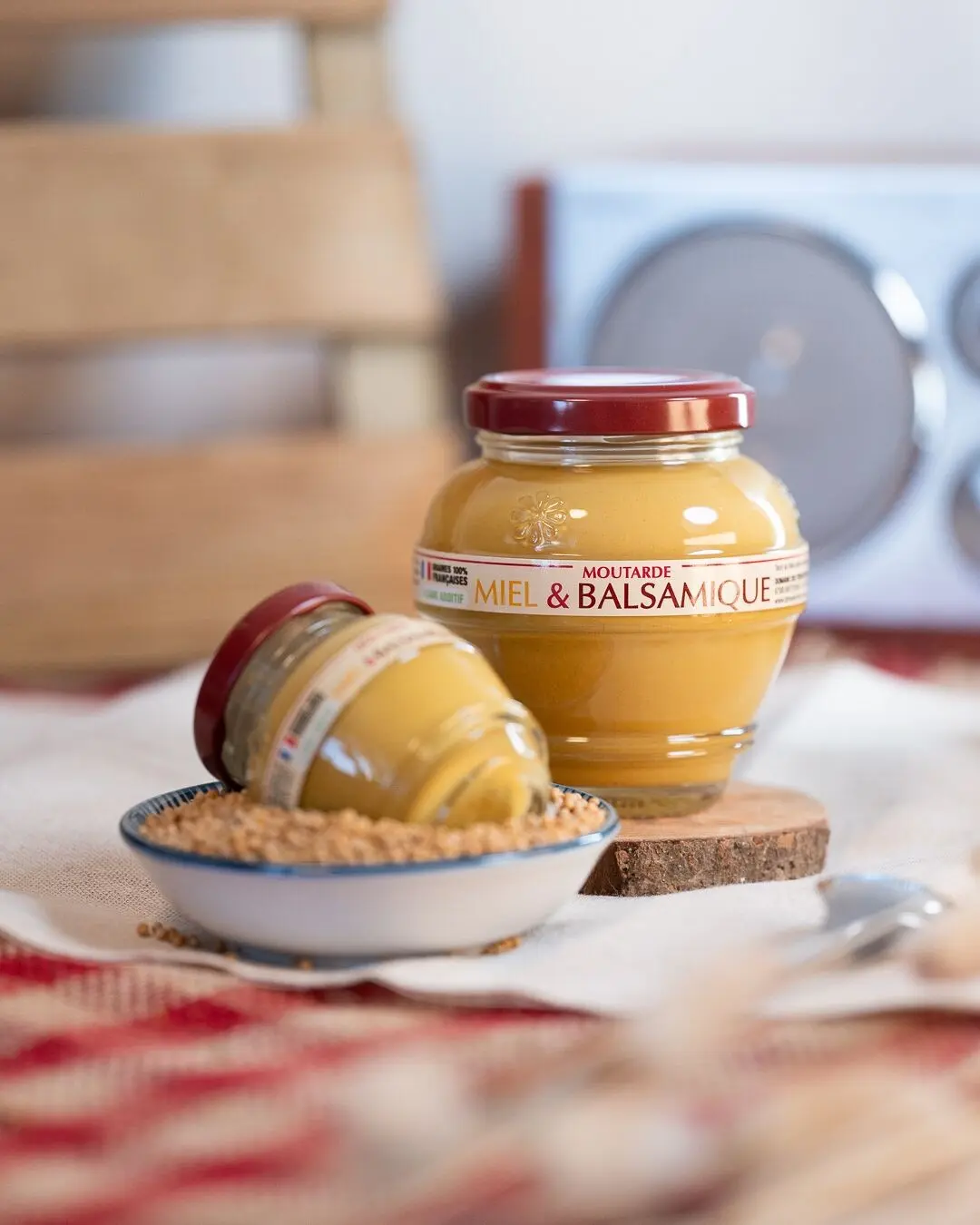 Honey and Balsamic Mustard 100% French seeds without additives 200g