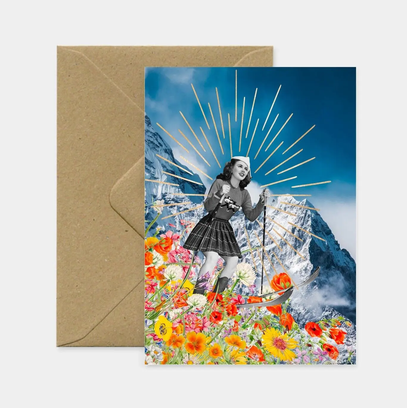 Greeting card “Flower Skiing”