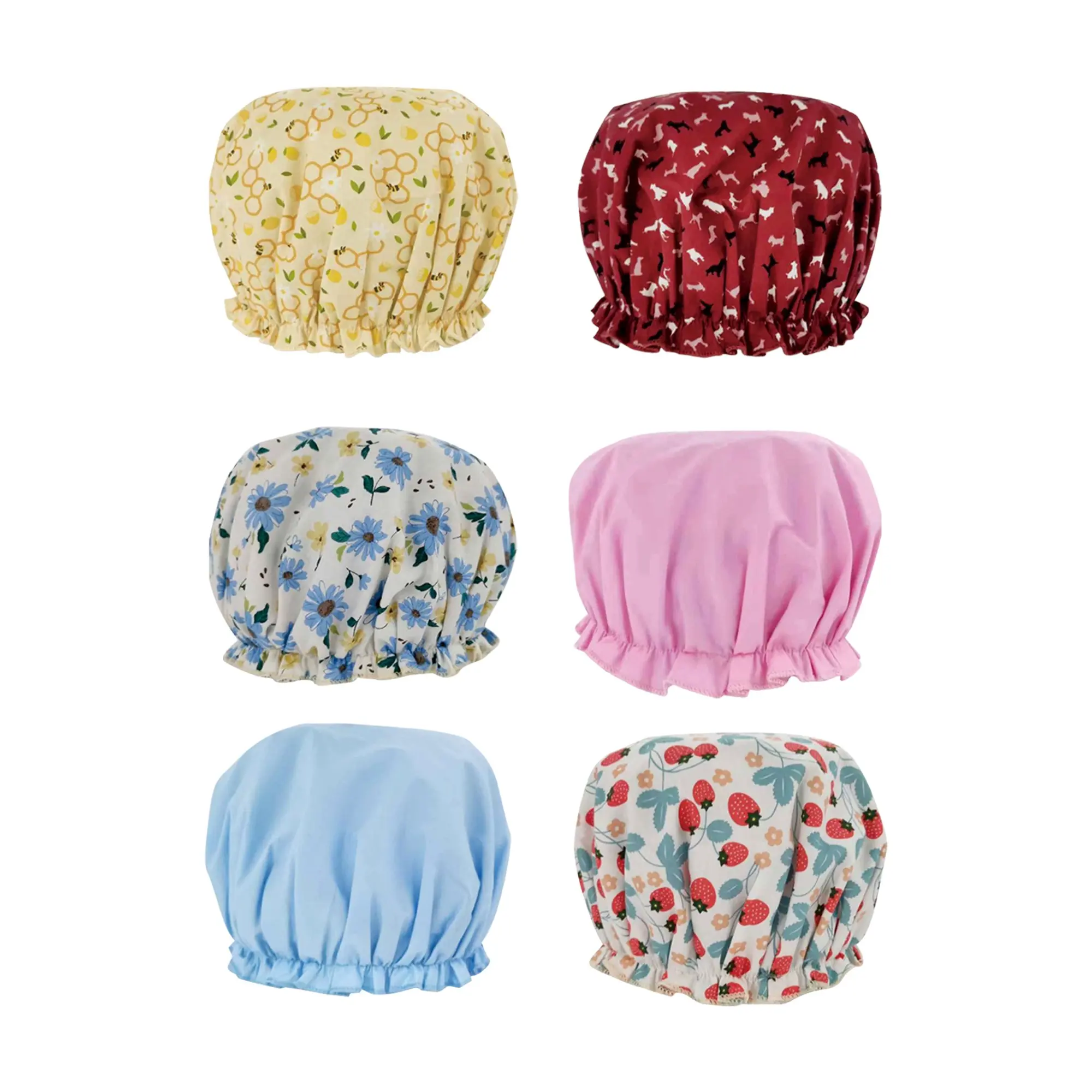 Adult Cotton Shower Cap, Large Capacity Hat, Double Layer Bath Hat, Cotton Elastic Band Bath Caps